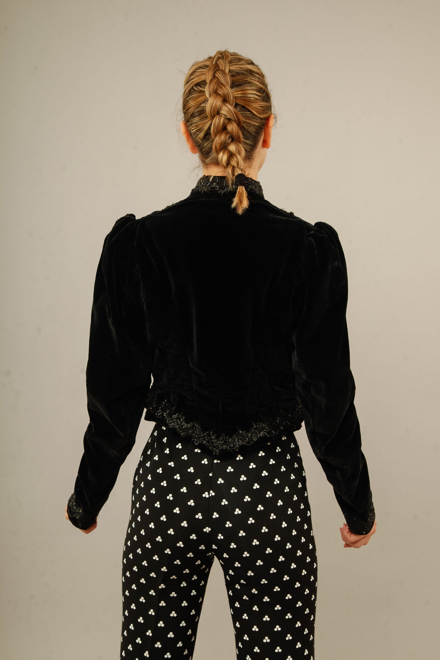 Antique Black Victorian Gothic Jacket with Sequins Details