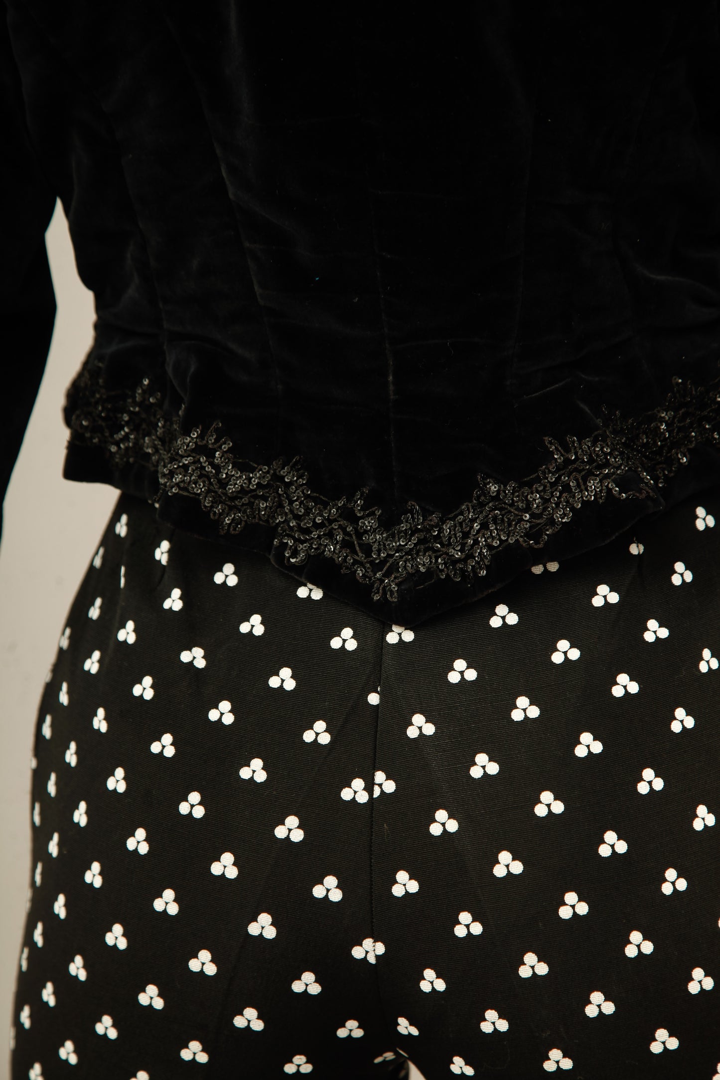 Antique Black Victorian Gothic Jacket with Sequins Details