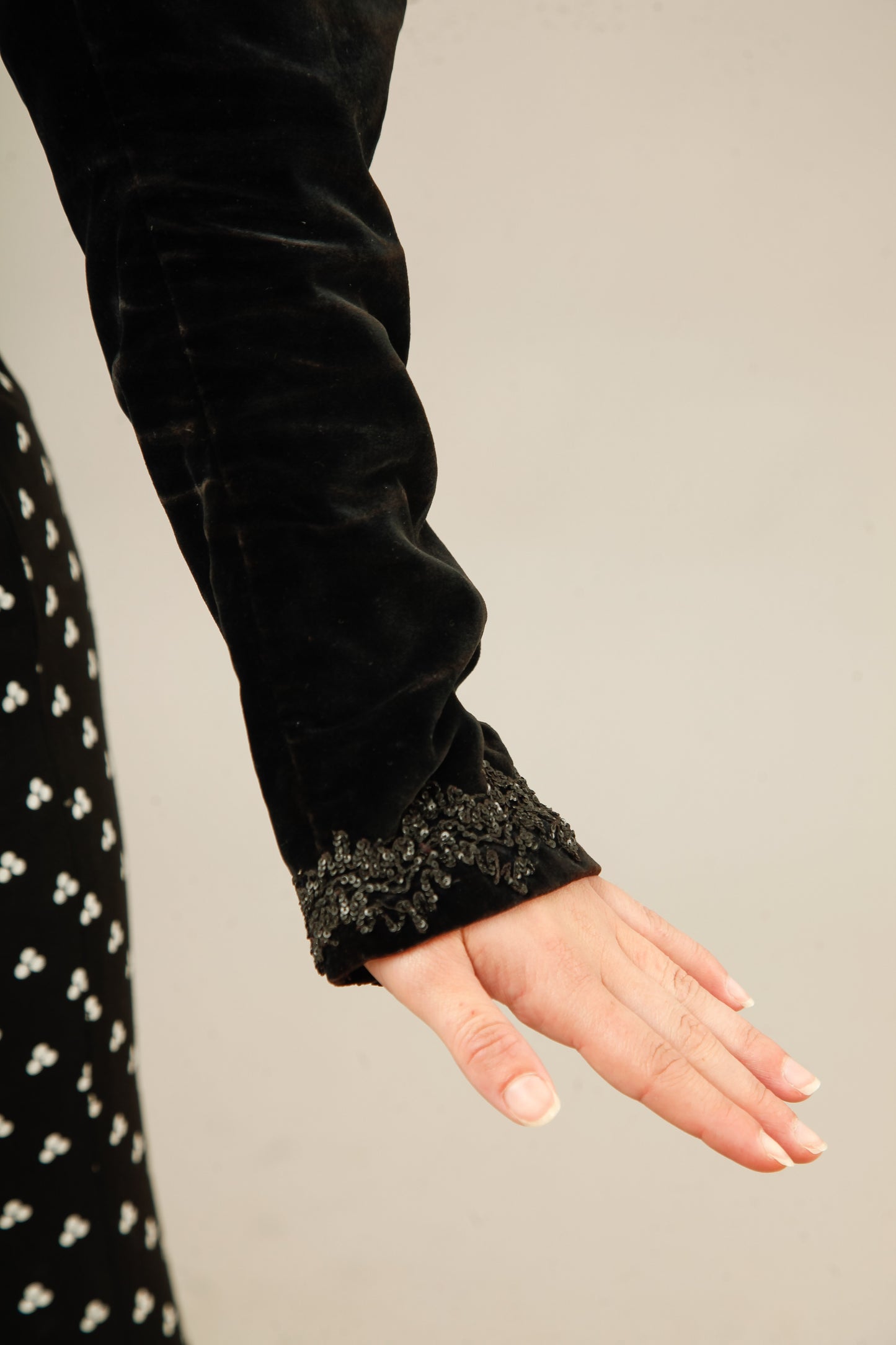 Antique Black Victorian Gothic Jacket with Sequins Details