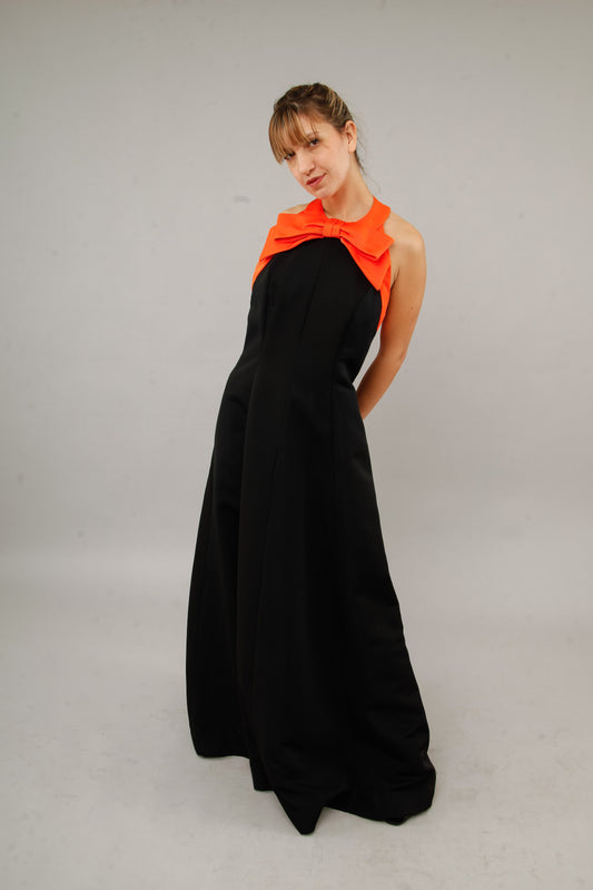 1960 Black Evening Gown With Red Bow