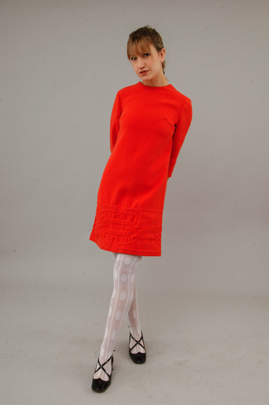 1960 Orange Quilted Mini Dress
