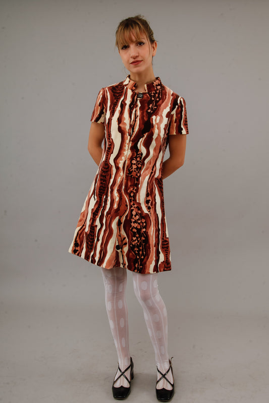 1960 Psychedelic Velvet Mini Dress