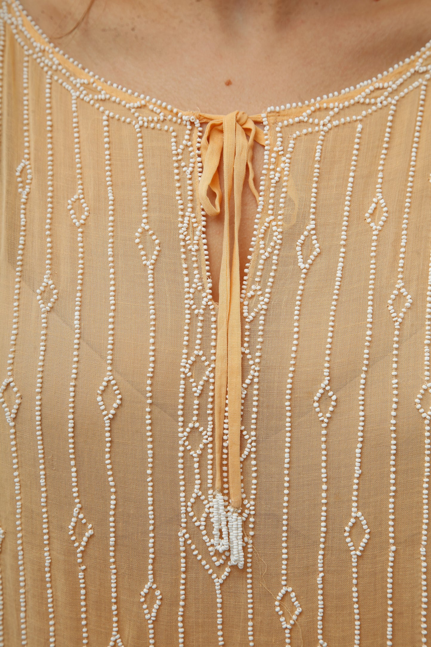 1920 Beaded Cotton Gauze Gown
