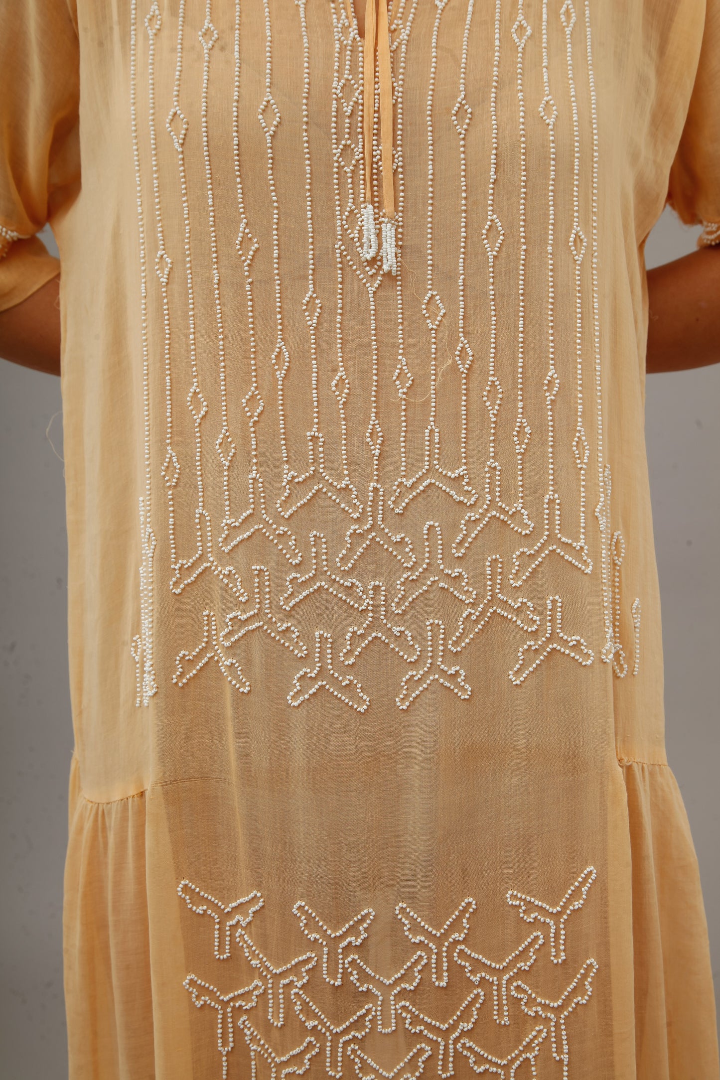 1920 Beaded Cotton Gauze Gown