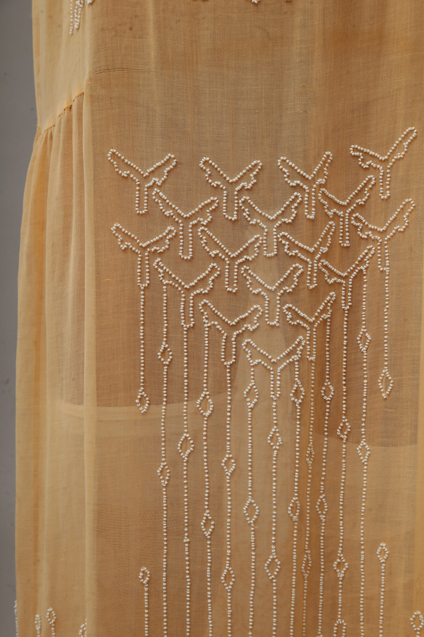 1920 Beaded Cotton Gauze Gown