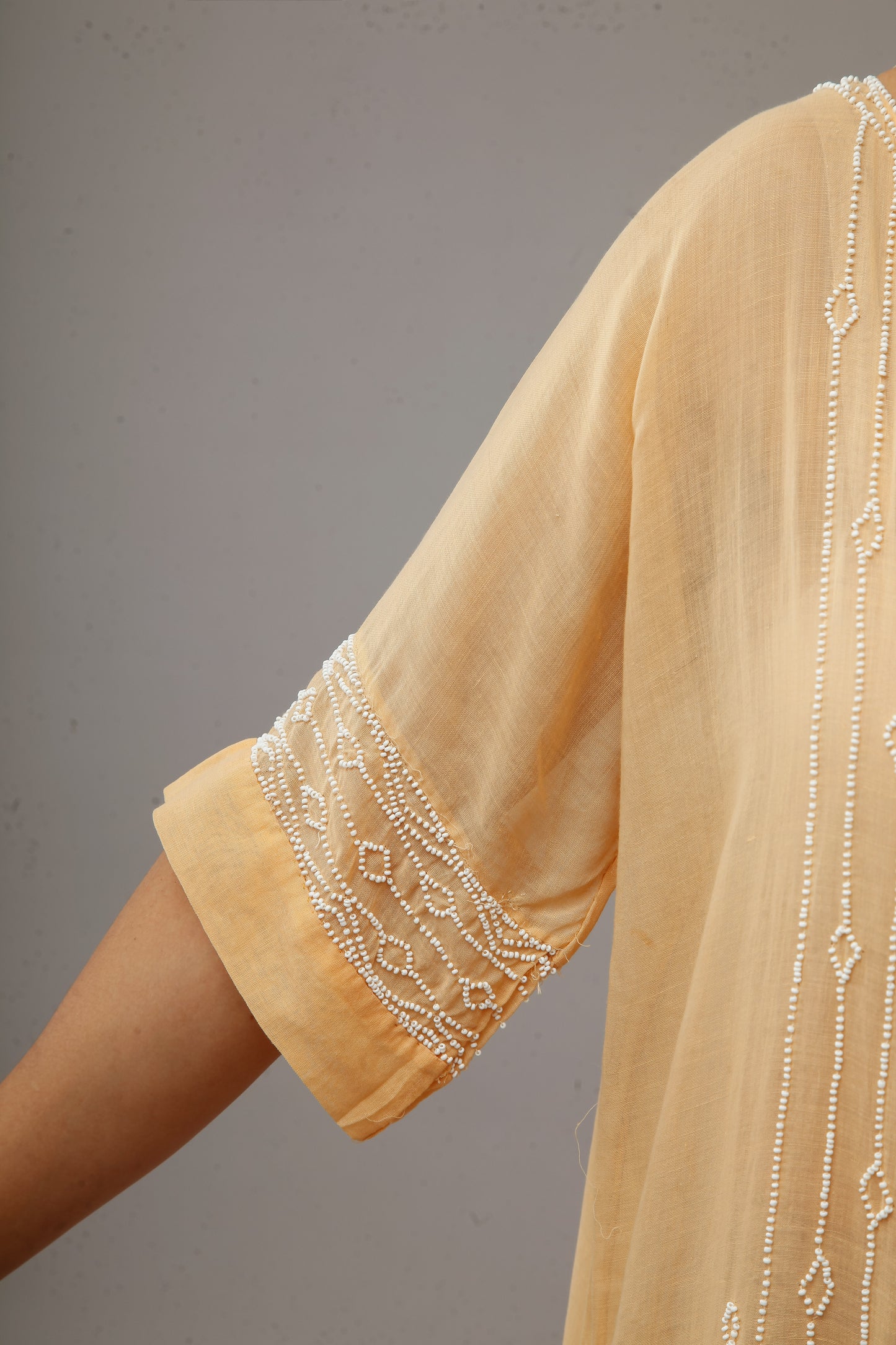 1920 Beaded Cotton Gauze Gown
