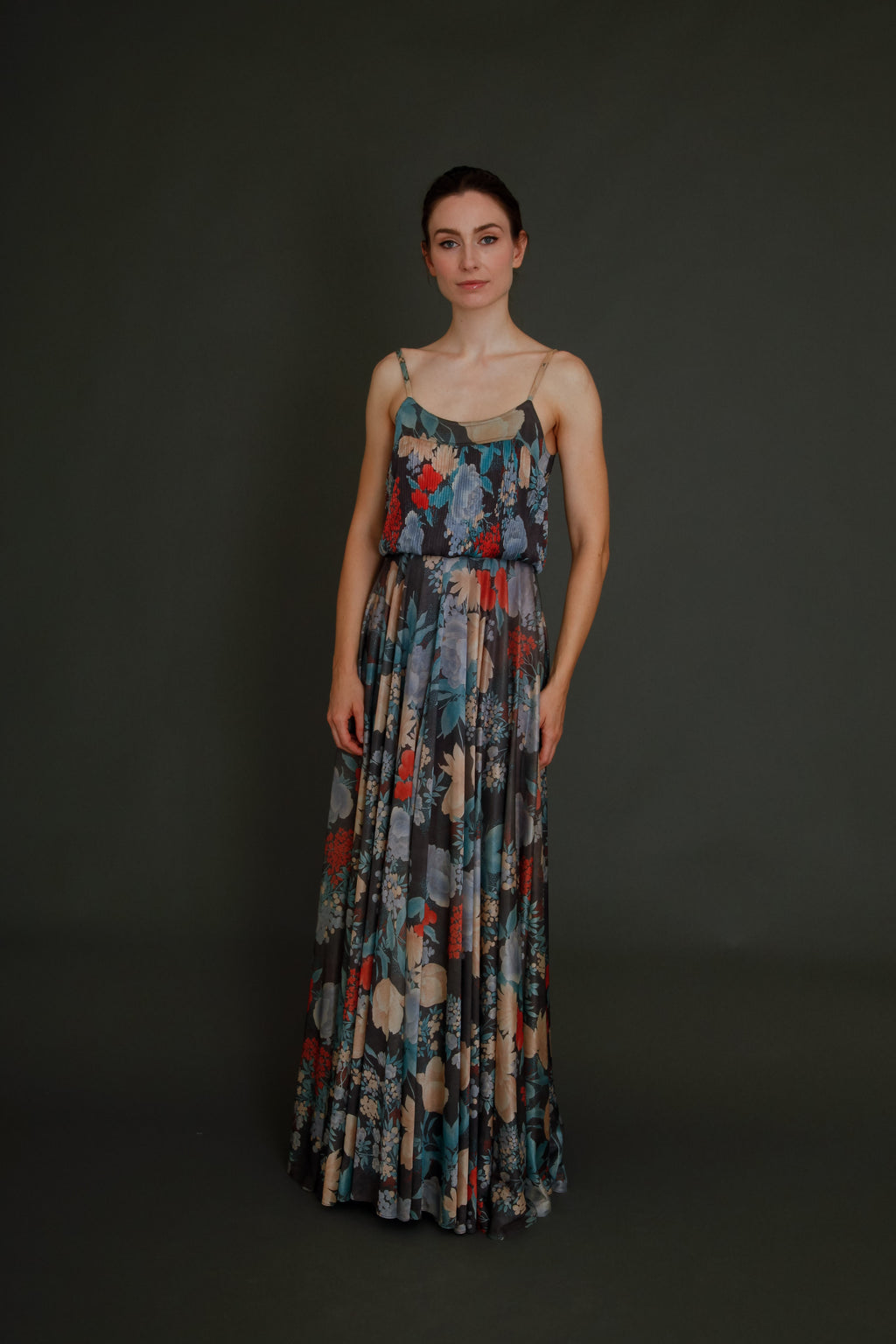 1970 Floral Jersey Shubette of London Long Gown