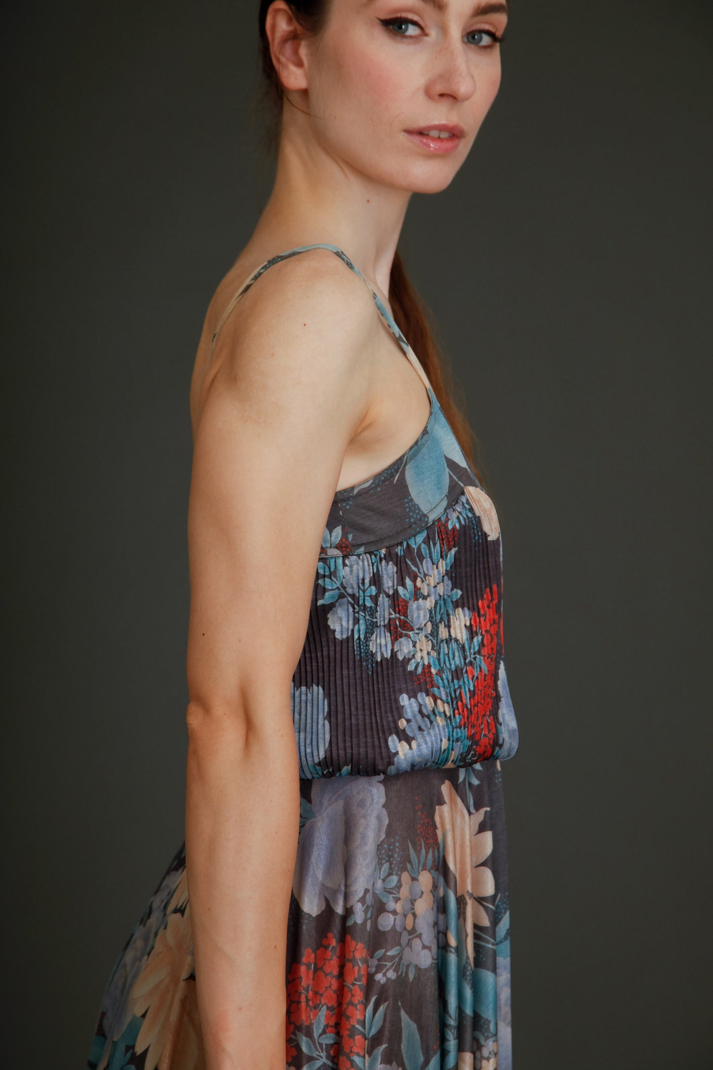 1970 Floral Jersey Shubette of London Long Gown