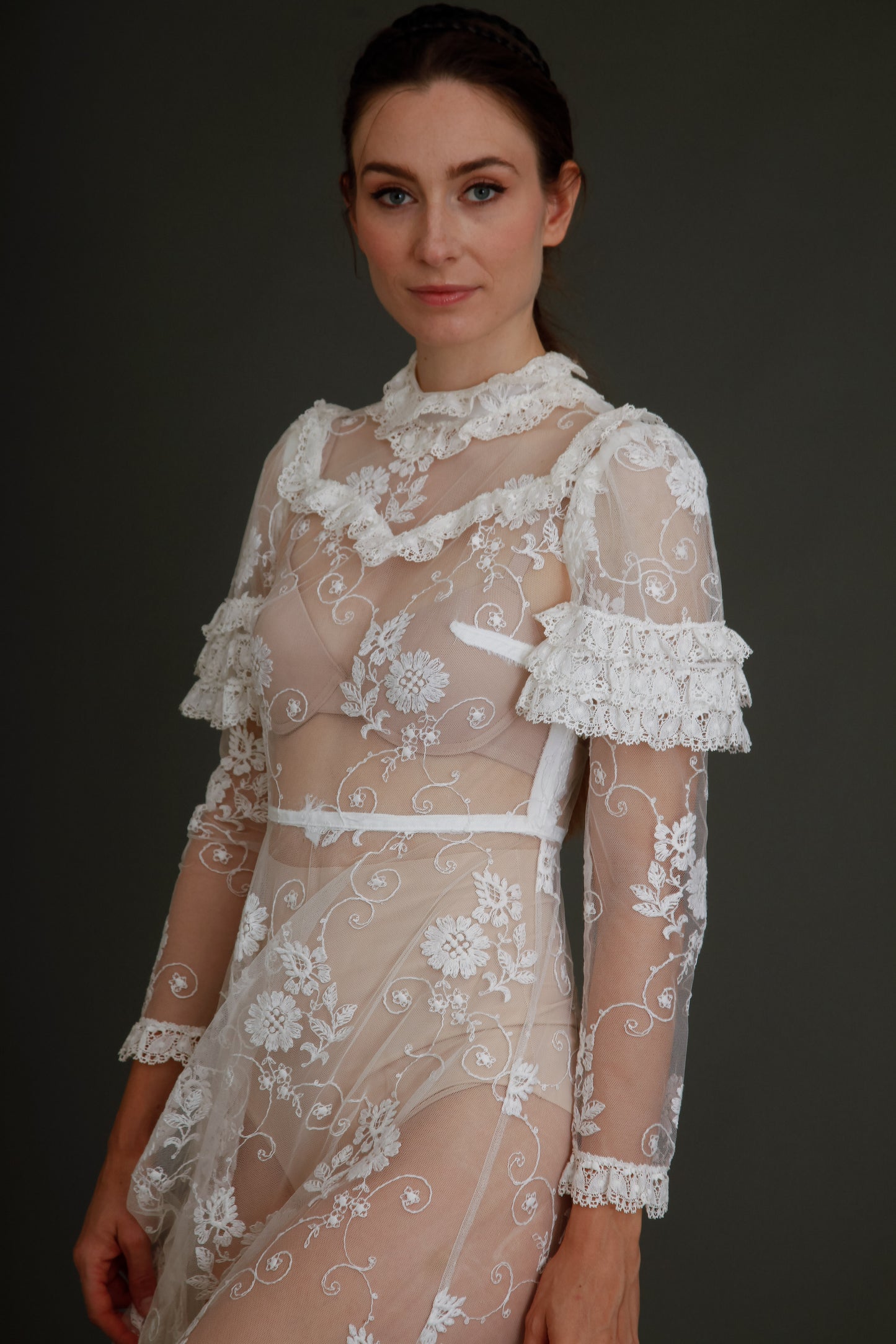 1970 White Lace Boho Long Dress