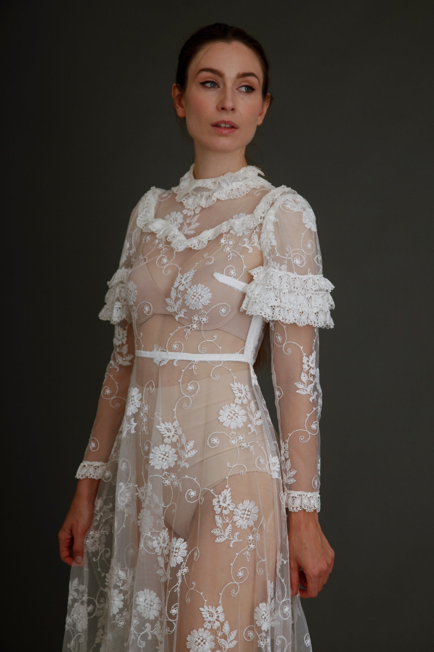 1970 White Lace Boho Long Dress