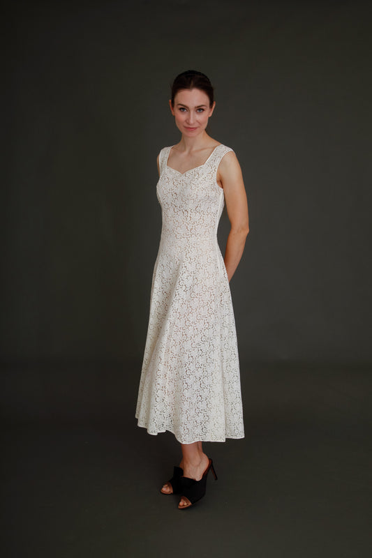 Late 40s Ivory Lace Dress