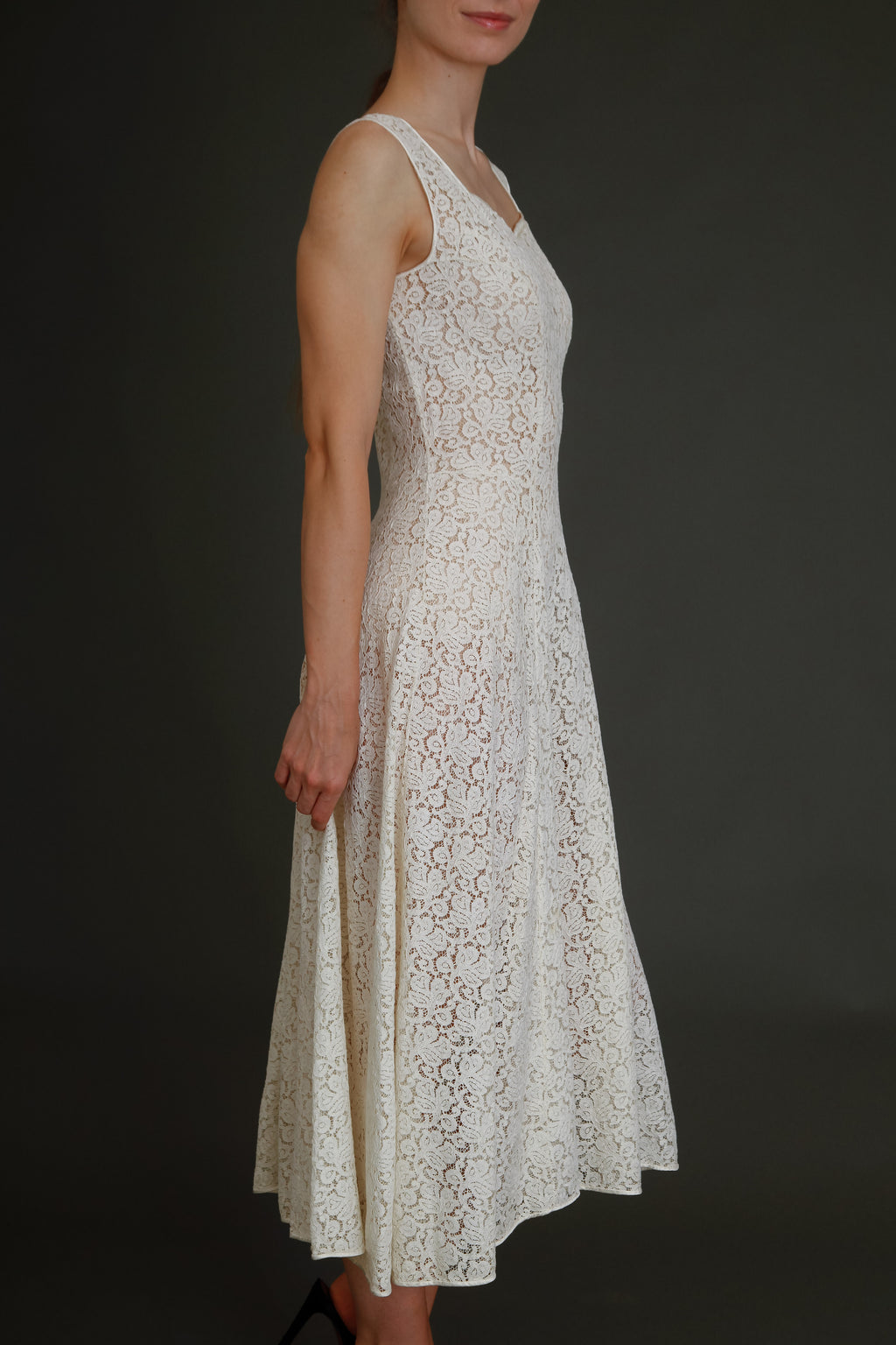 Late 40s Ivory Lace Dress