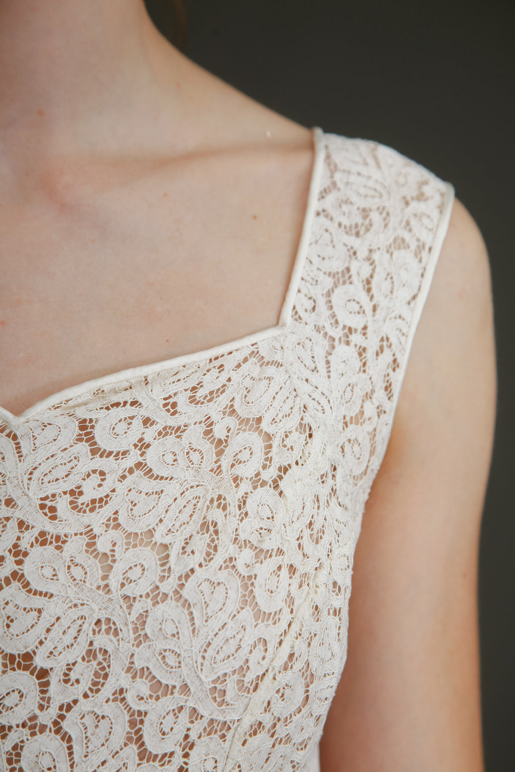 Late 40s Ivory Lace Dress