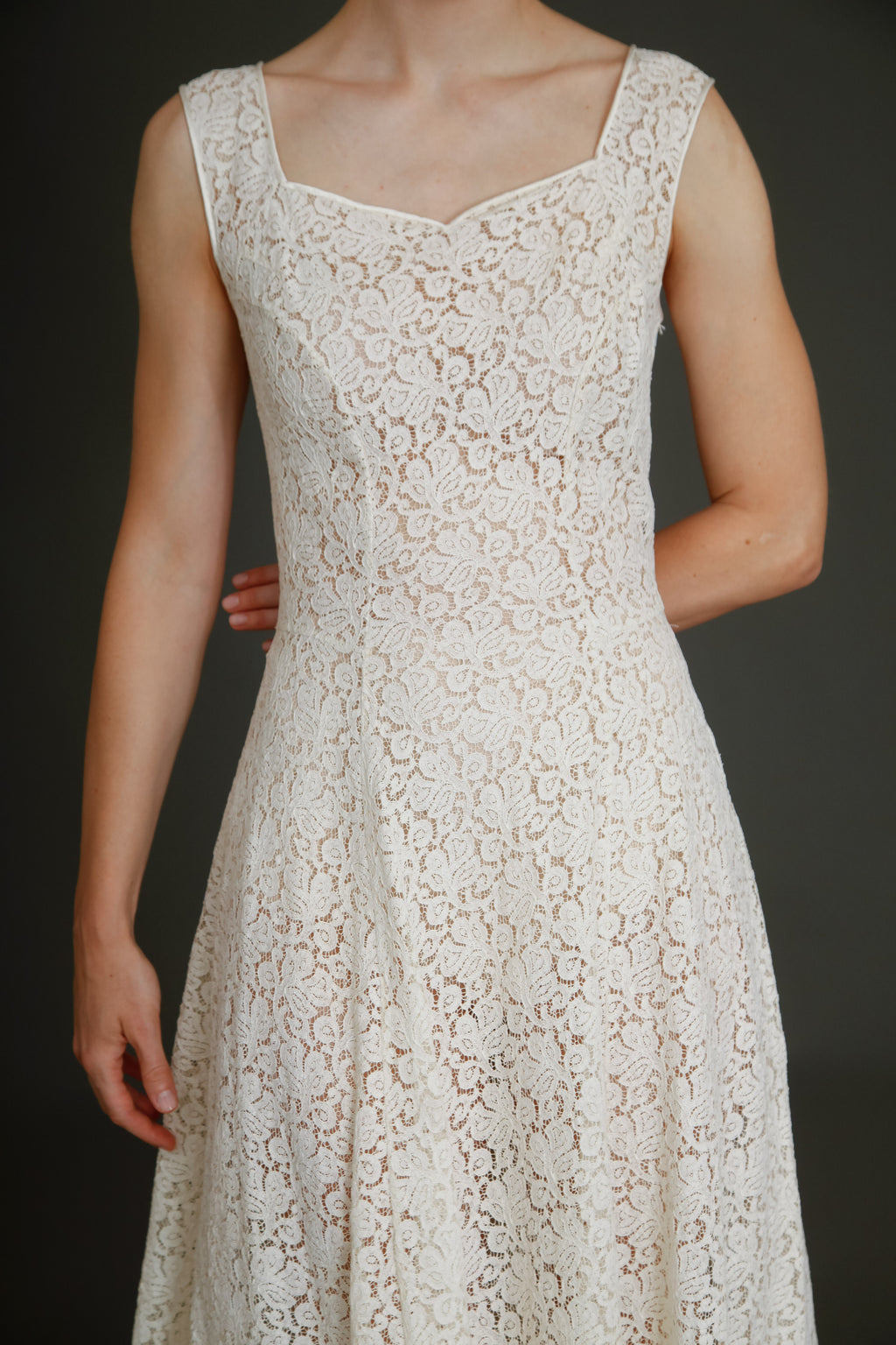 Late 40s Ivory Lace Dress
