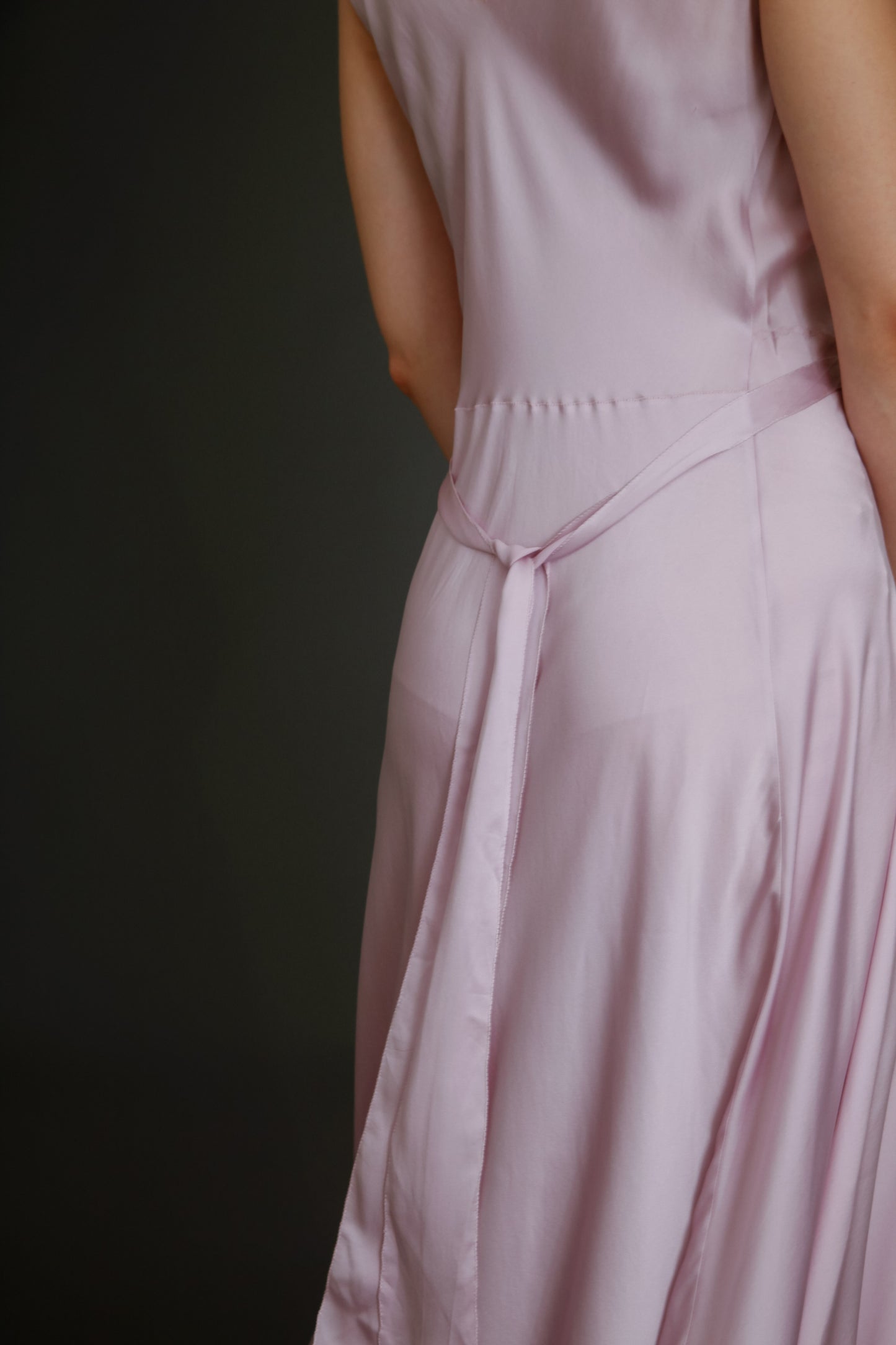 1930 Silk Satin Gown with Ebroidered Flowers