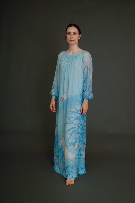Stunning 1960 Hanae Mori Silk Chiffon Gown