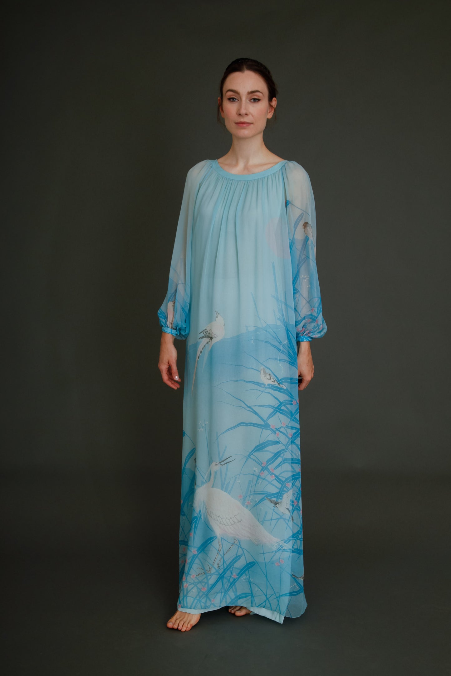 Stunning 1960 Hanae Mori Silk Chiffon Gown