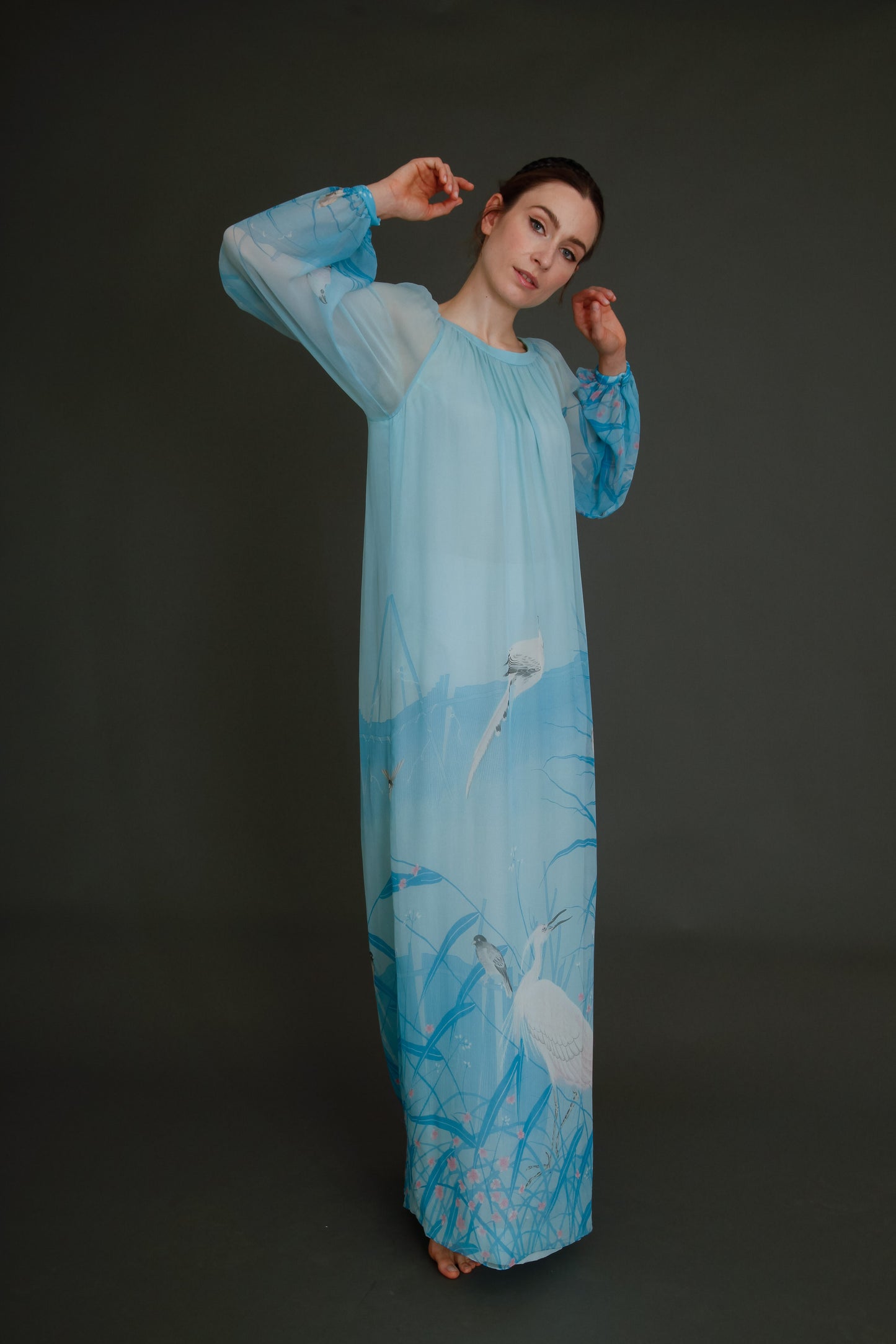Stunning 1960 Hanae Mori Silk Chiffon Gown