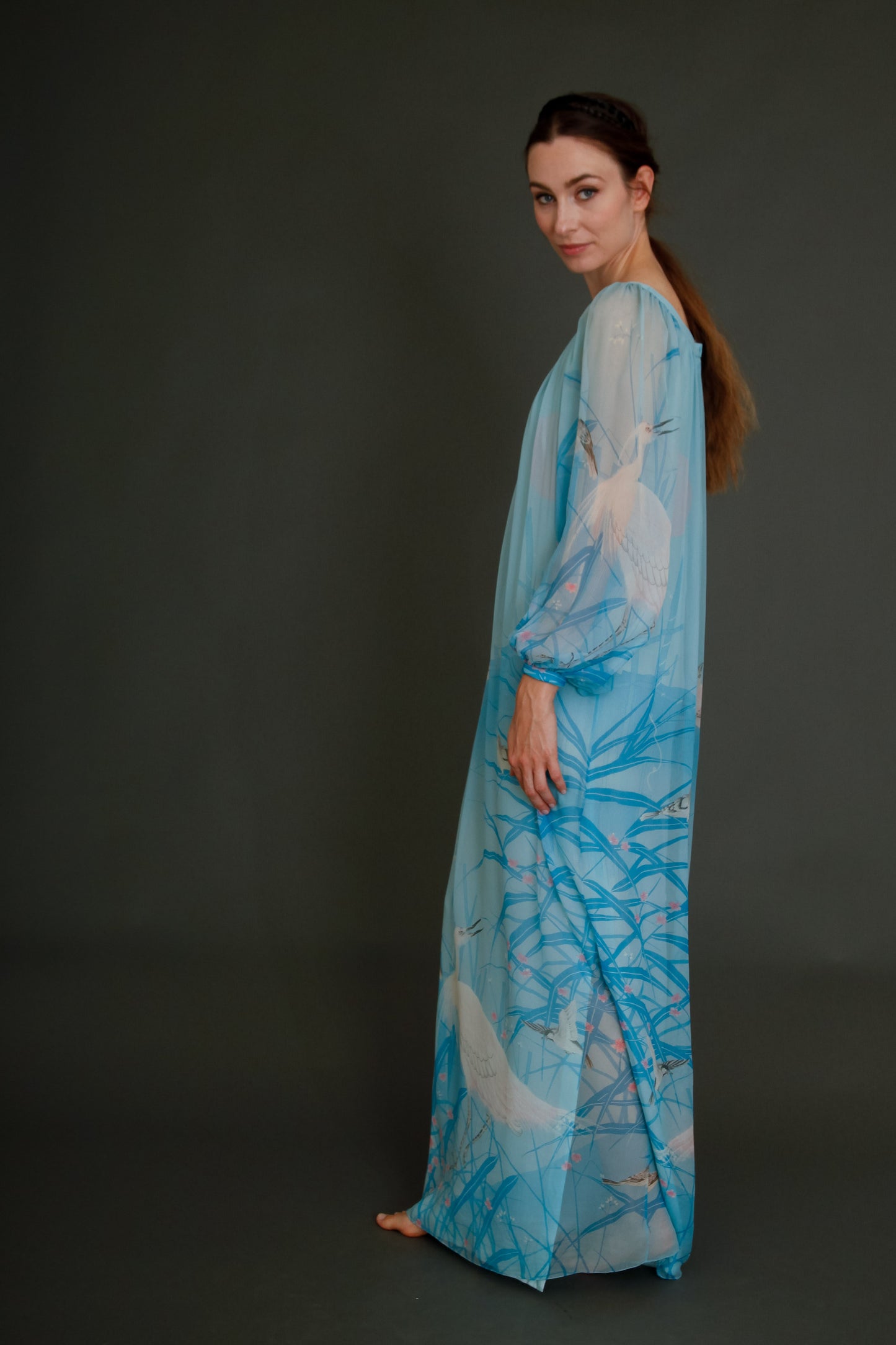 Stunning 1960 Hanae Mori Silk Chiffon Gown