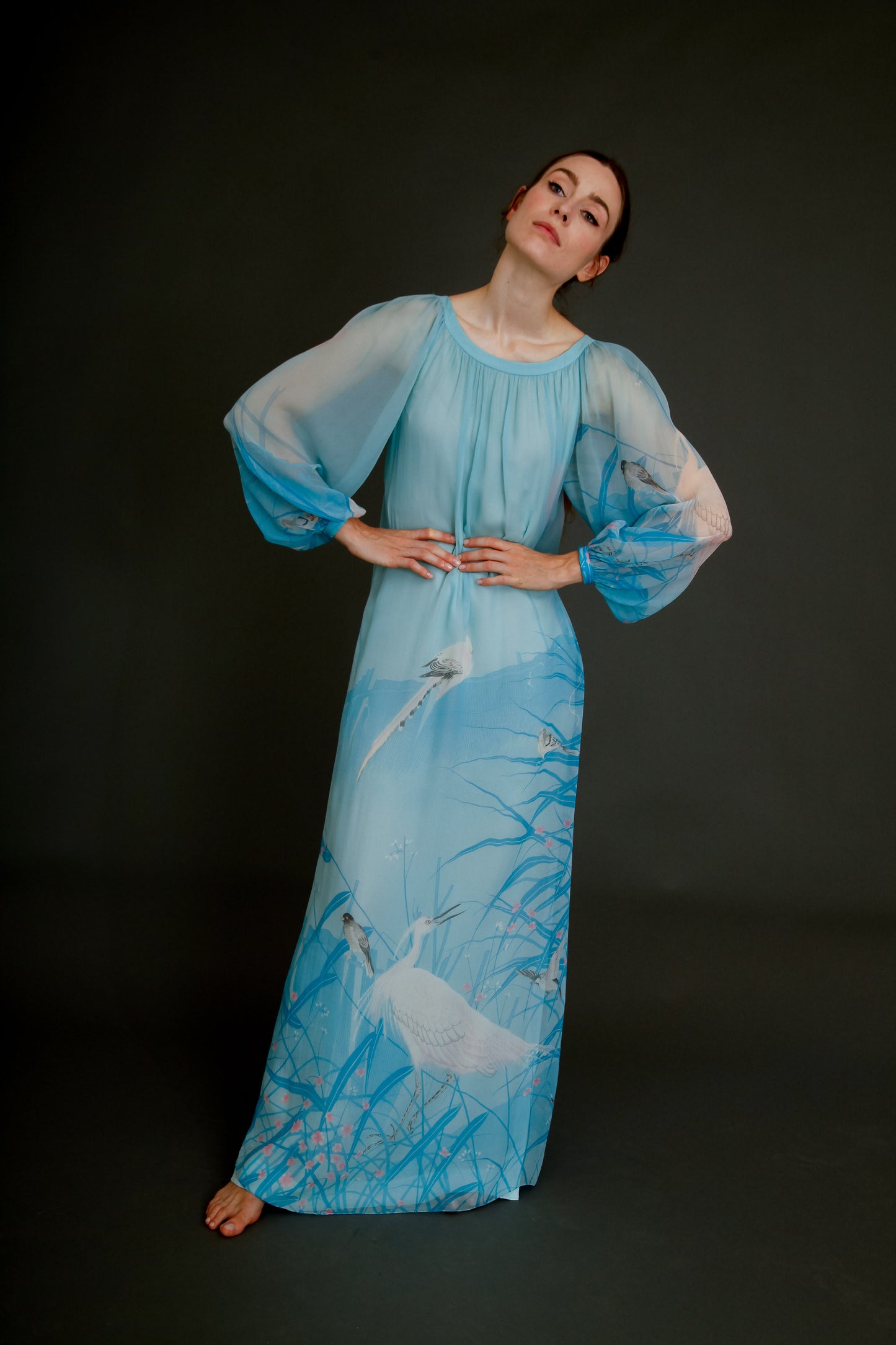 Stunning 1960 Hanae Mori Silk Chiffon Gown