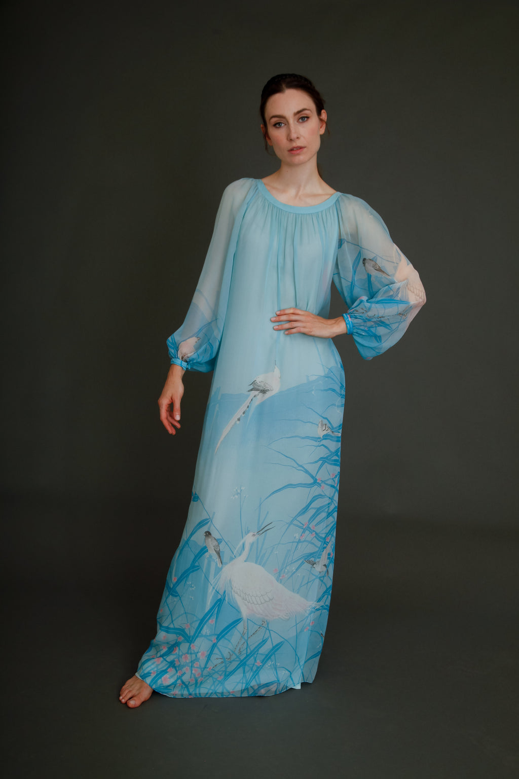 Stunning 1960 Hanae Mori Silk Chiffon Gown