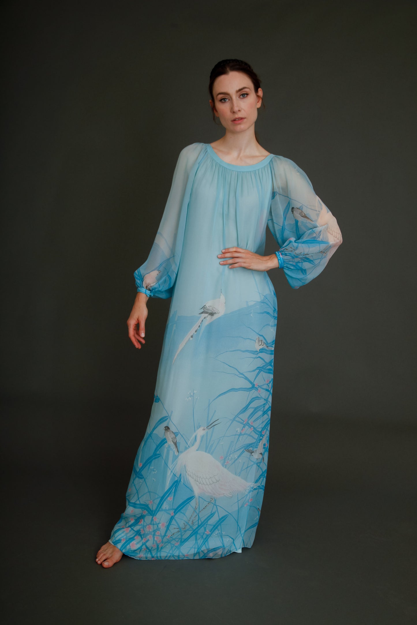 Stunning 1960 Hanae Mori Silk Chiffon Gown