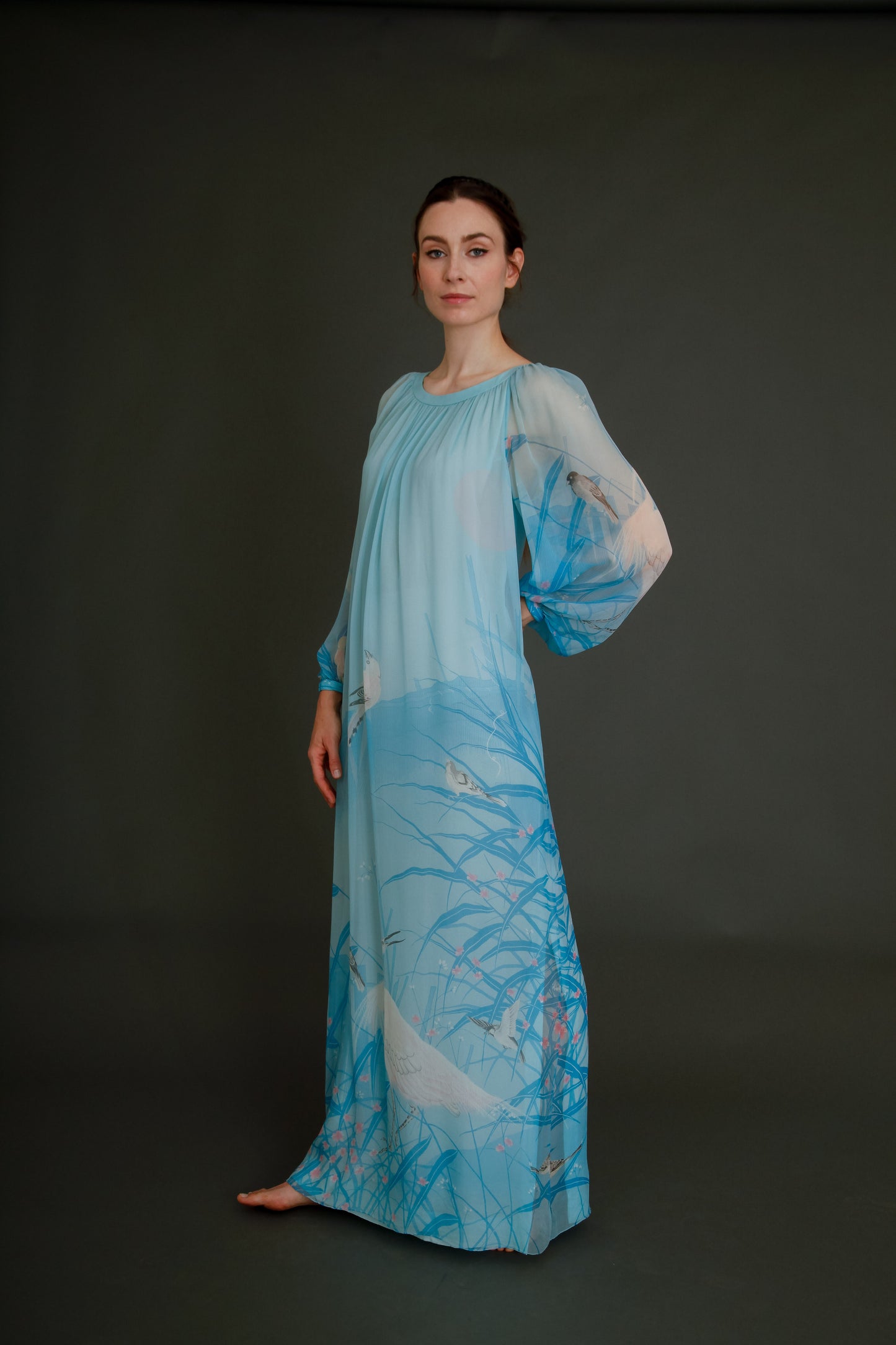 Stunning 1960 Hanae Mori Silk Chiffon Gown