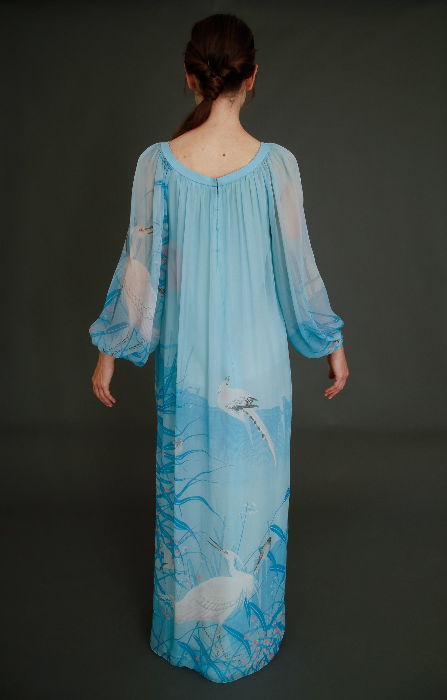 Stunning 1960 Hanae Mori Silk Chiffon Gown