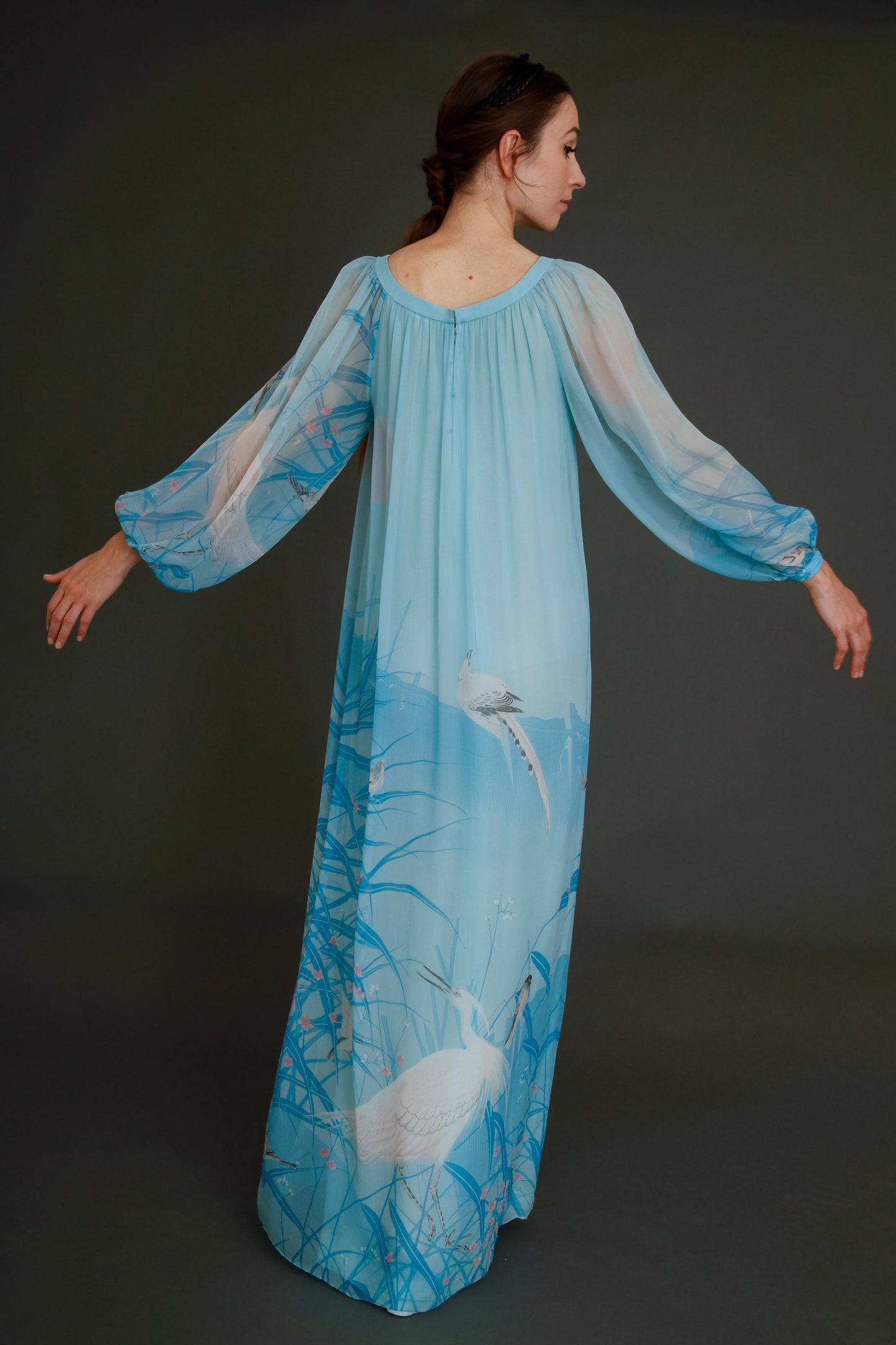Stunning 1960 Hanae Mori Silk Chiffon Gown
