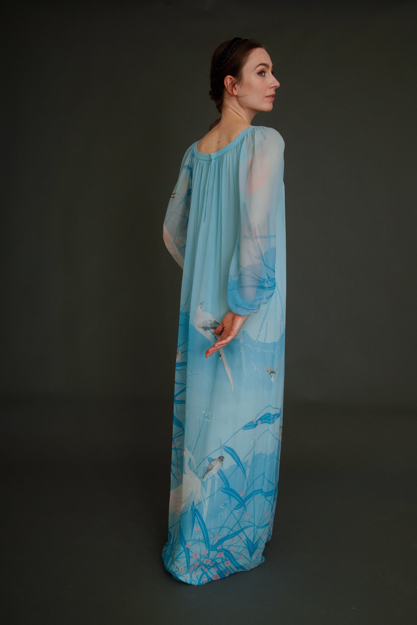 Stunning 1960 Hanae Mori Silk Chiffon Gown
