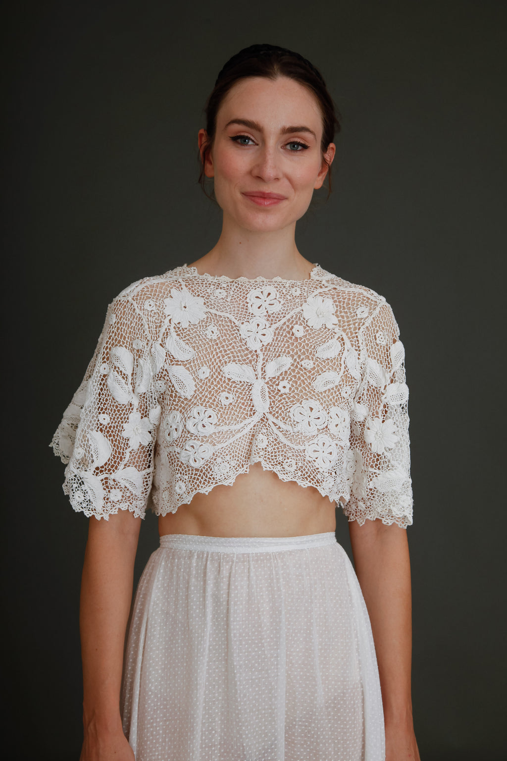 1910 Floral Irish Crochet Crop Top