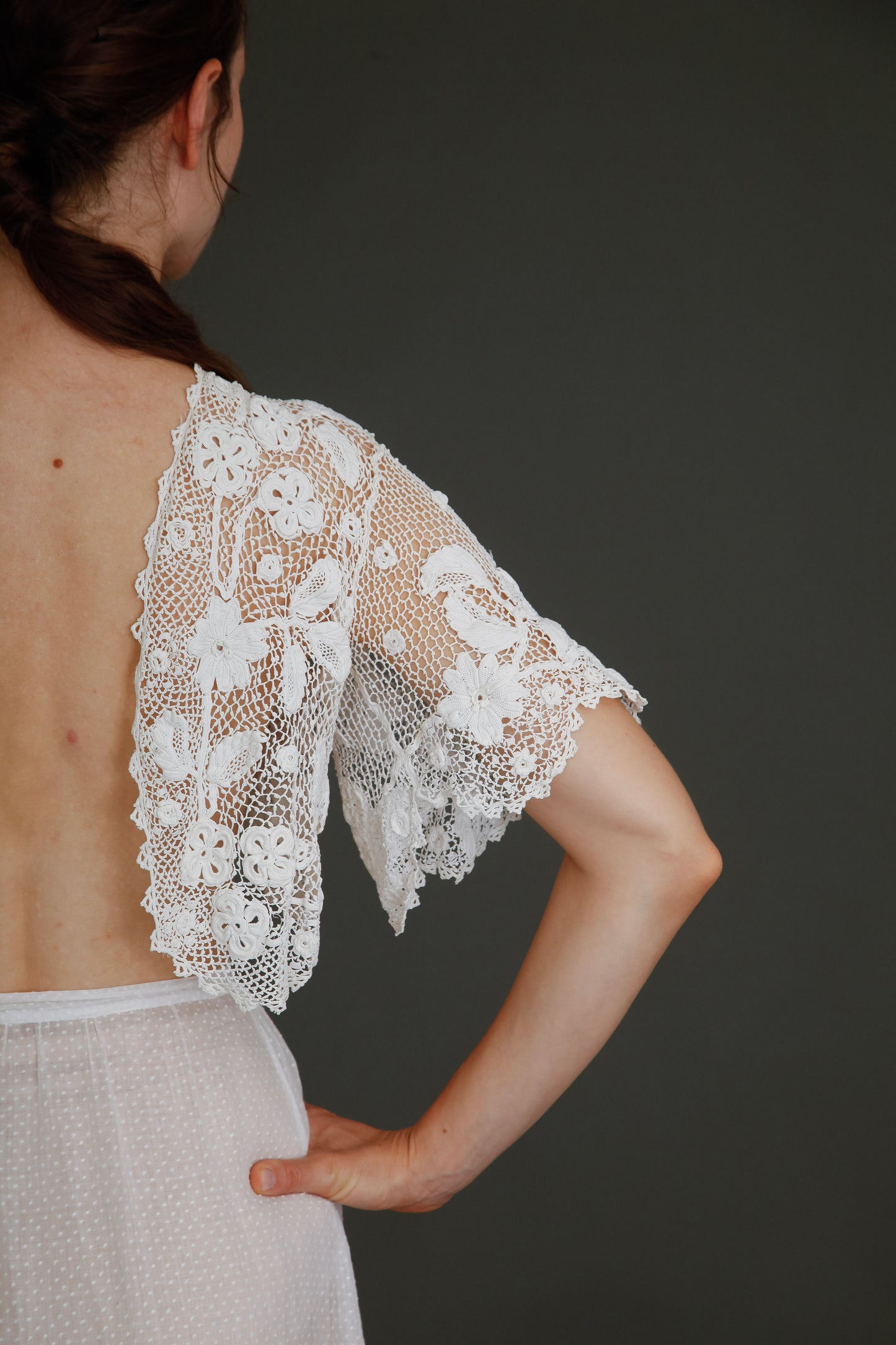 1910 Floral Irish Crochet Crop Top