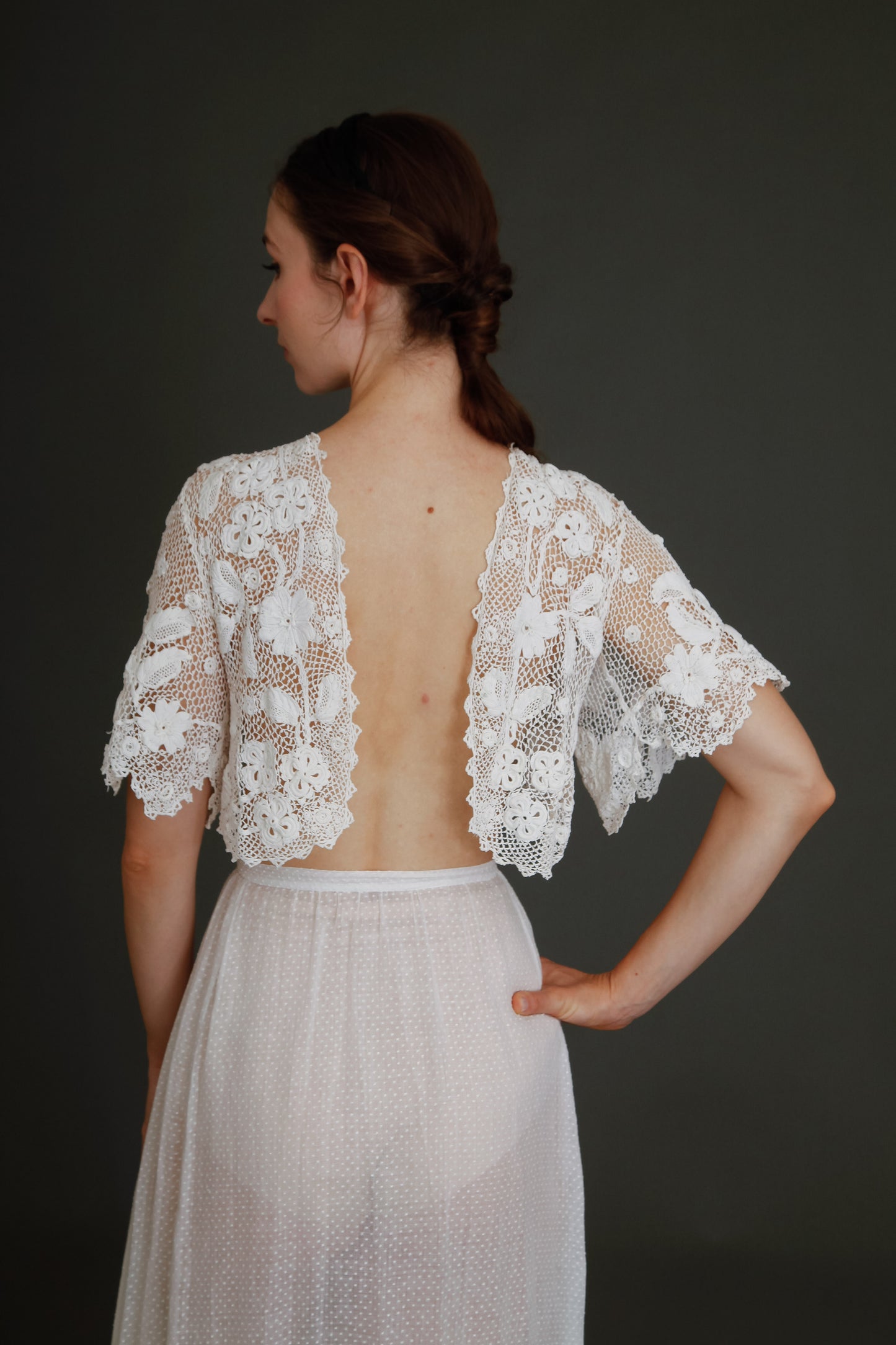 1910 Floral Irish Crochet Crop Top