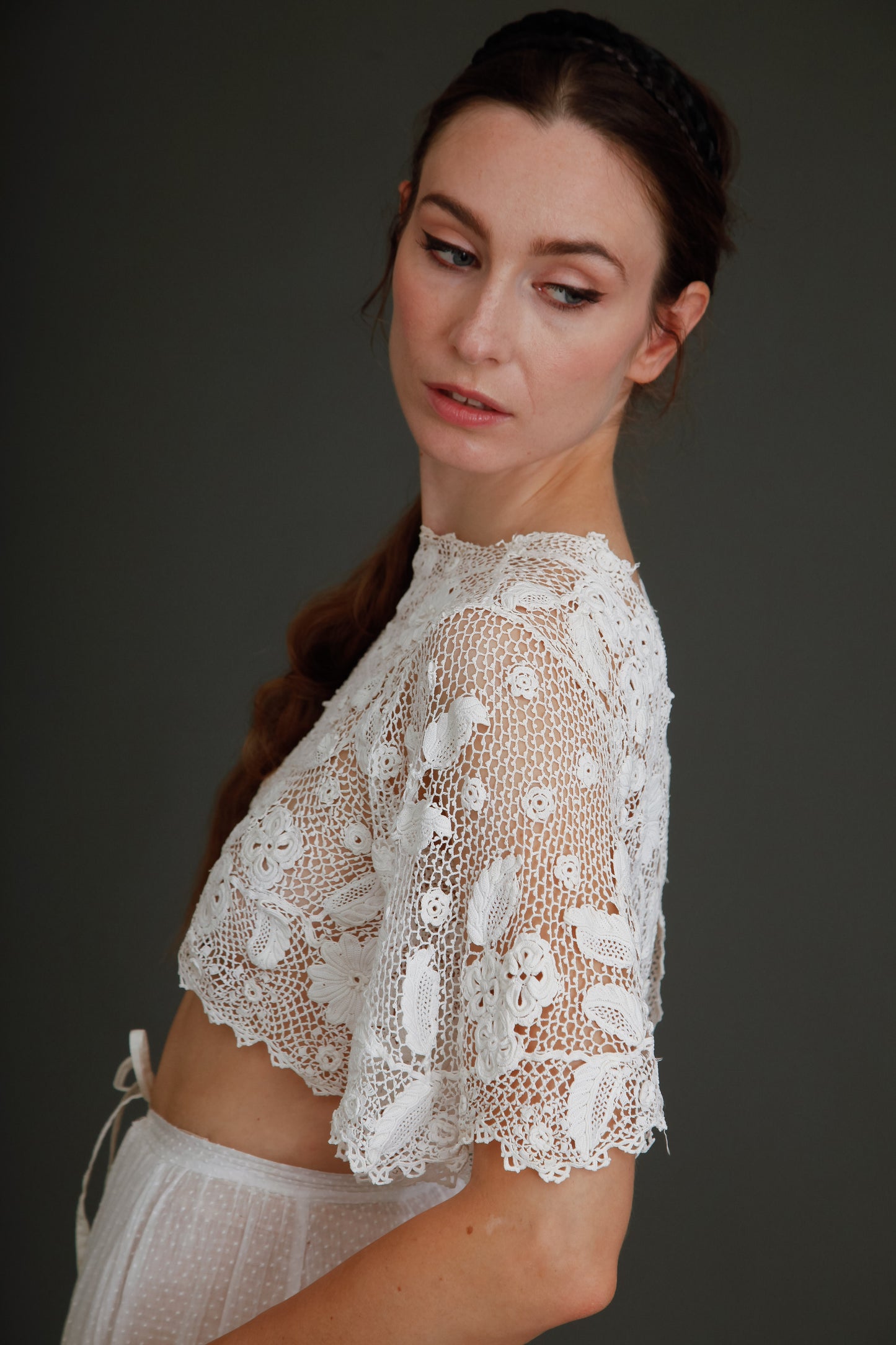 1910 Floral Irish Crochet Crop Top