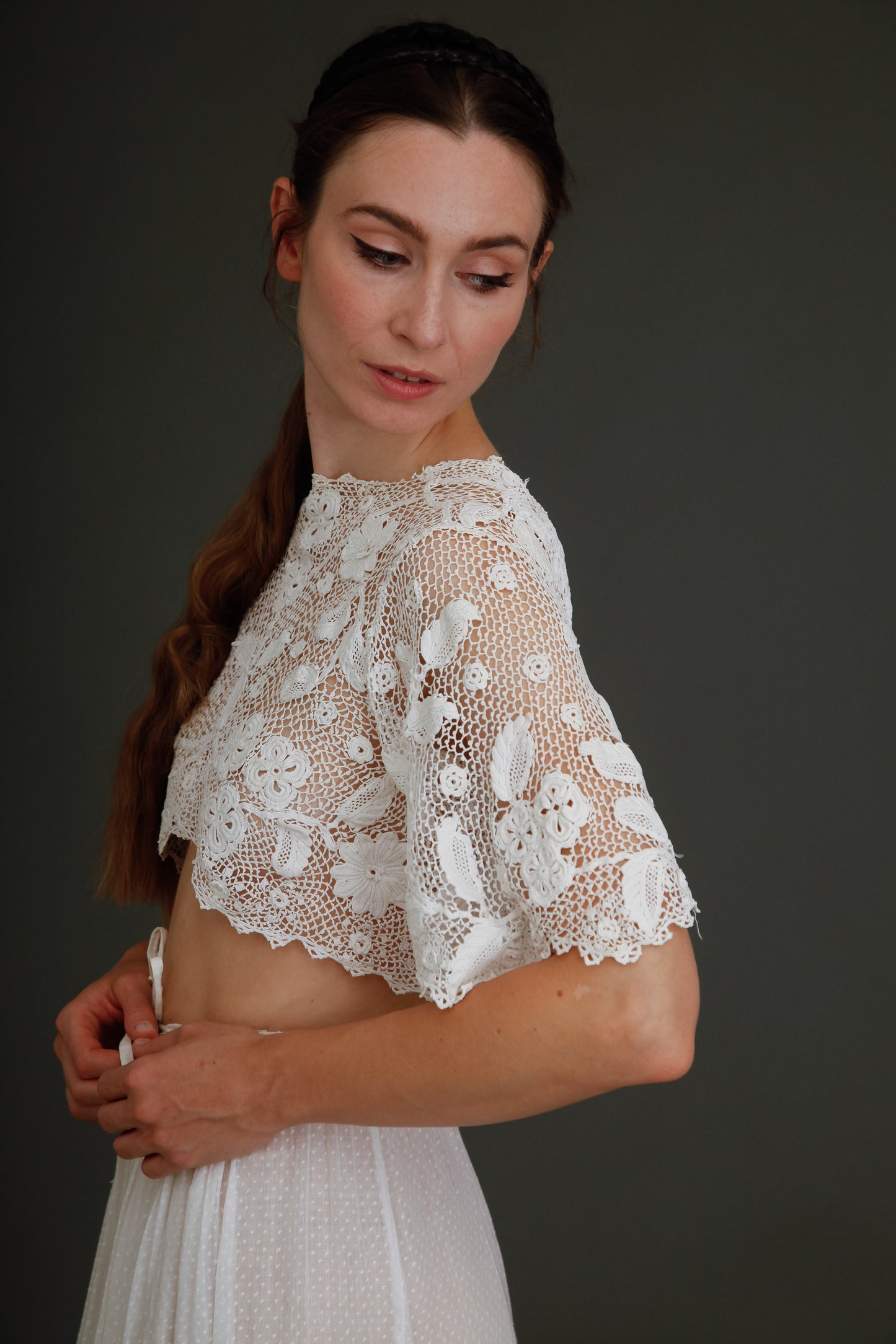1910 Floral Irish Crochet Crop Top