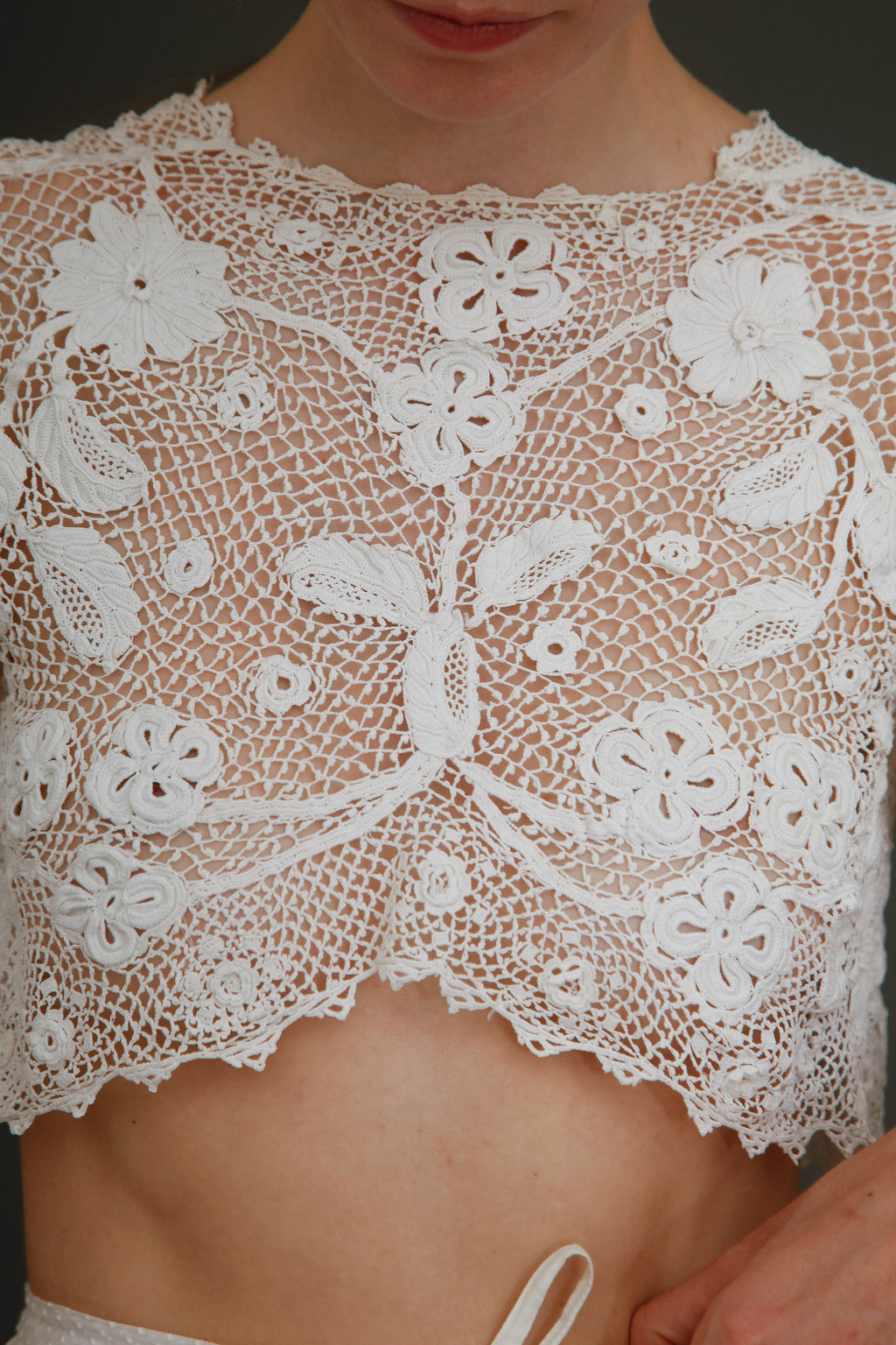 1910 Floral Irish Crochet Crop Top