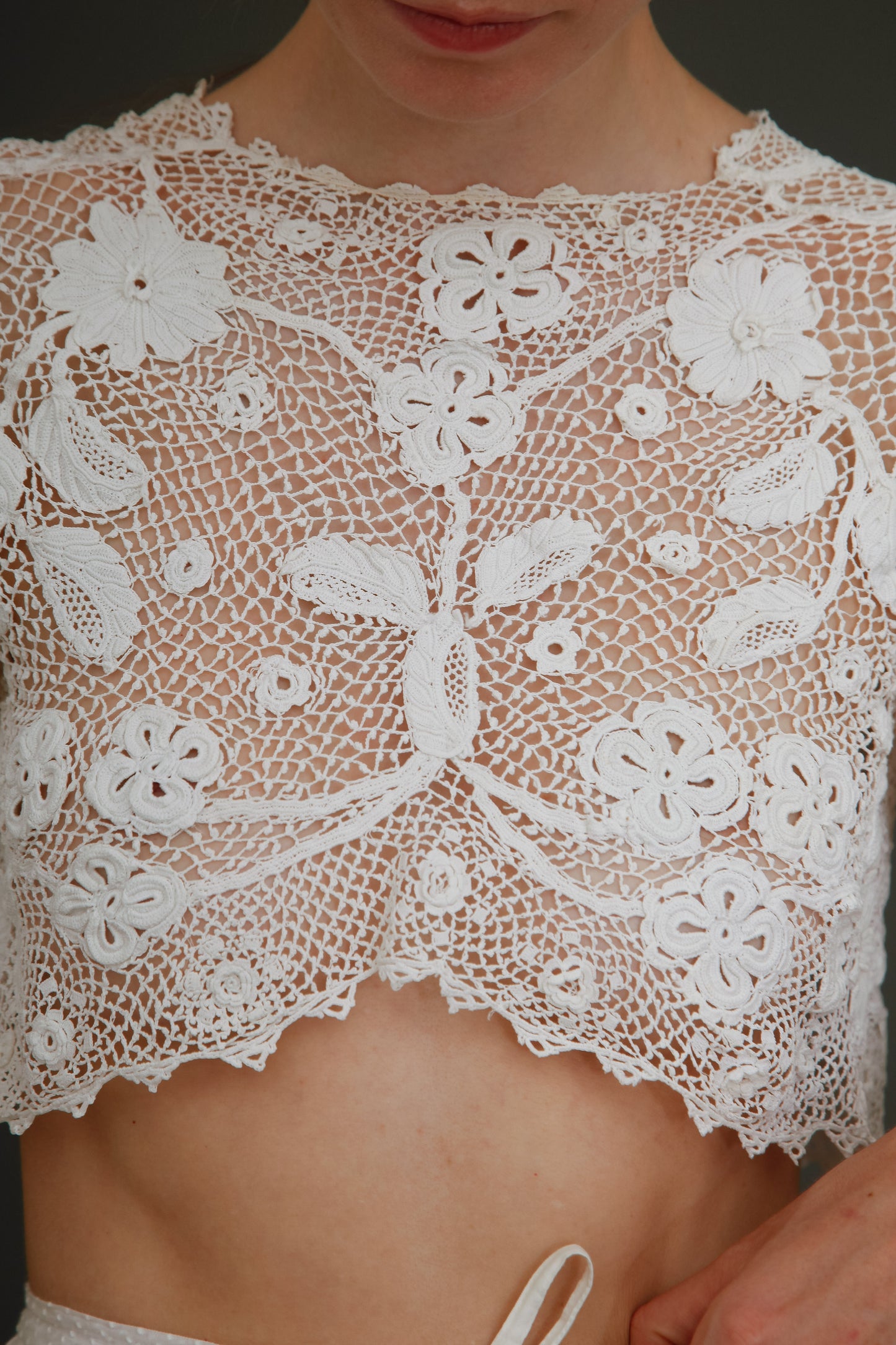 1910 Floral Irish Crochet Crop Top