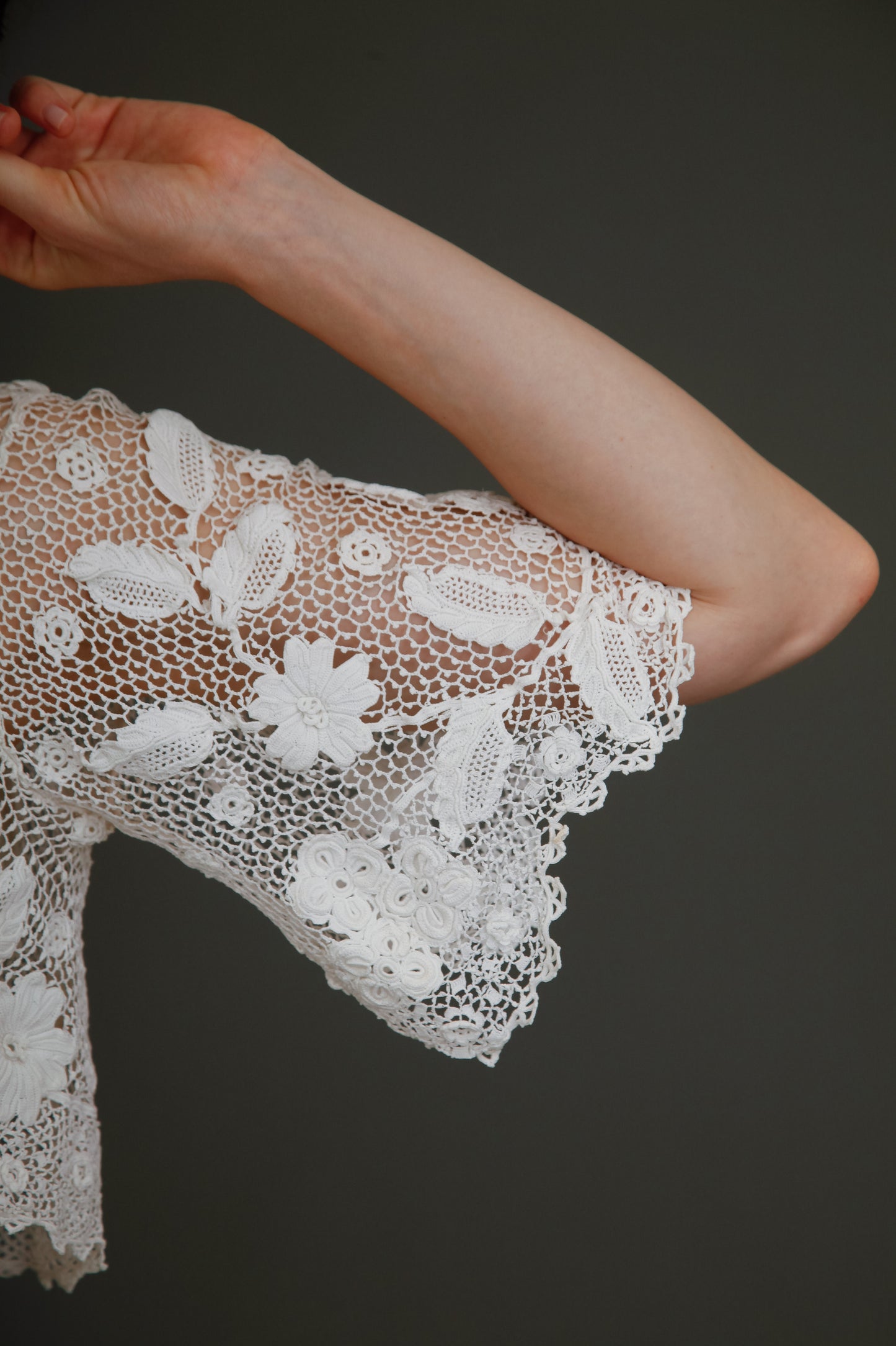 1910 Floral Irish Crochet Crop Top