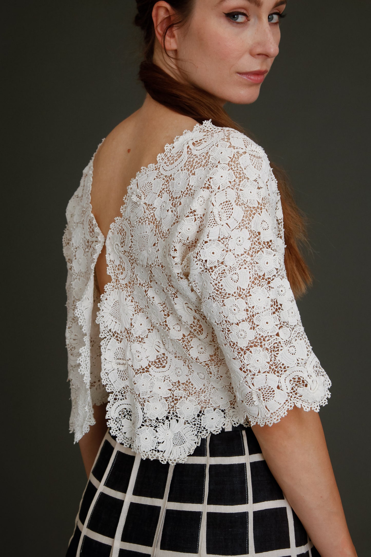 1910 Irish Crochet Floral Blouse