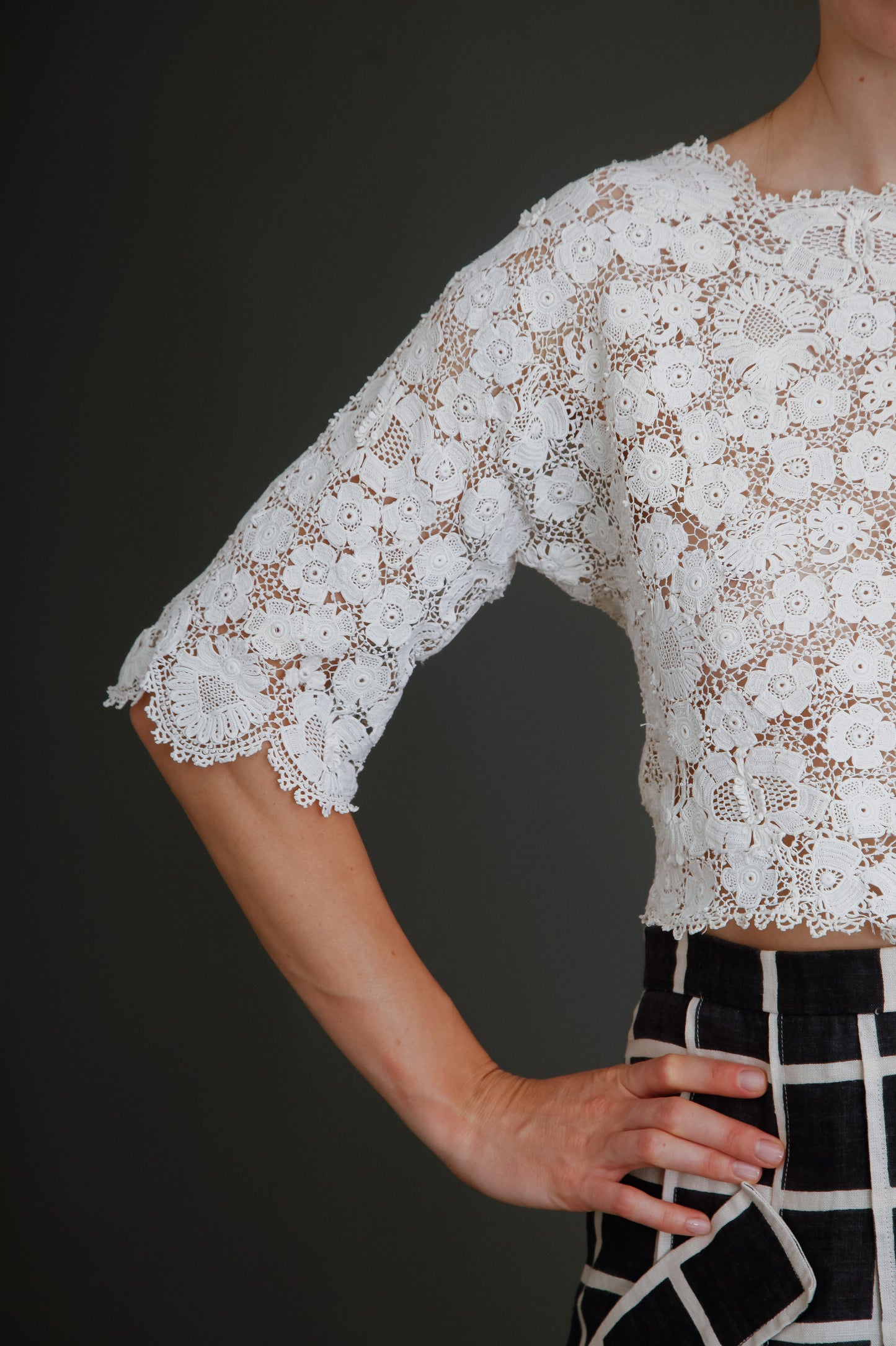 1910 Irish Crochet Floral Blouse