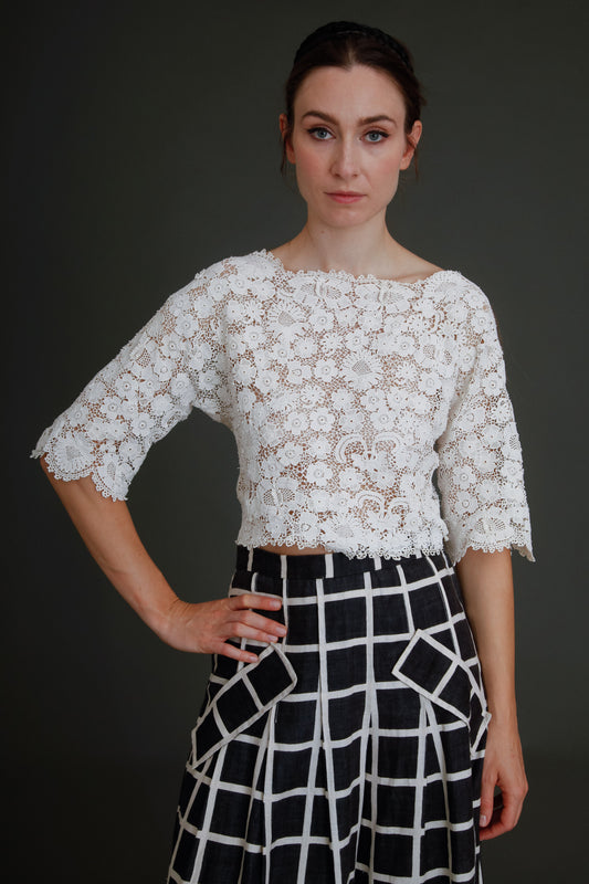 1910 Irish Crochet Floral Blouse