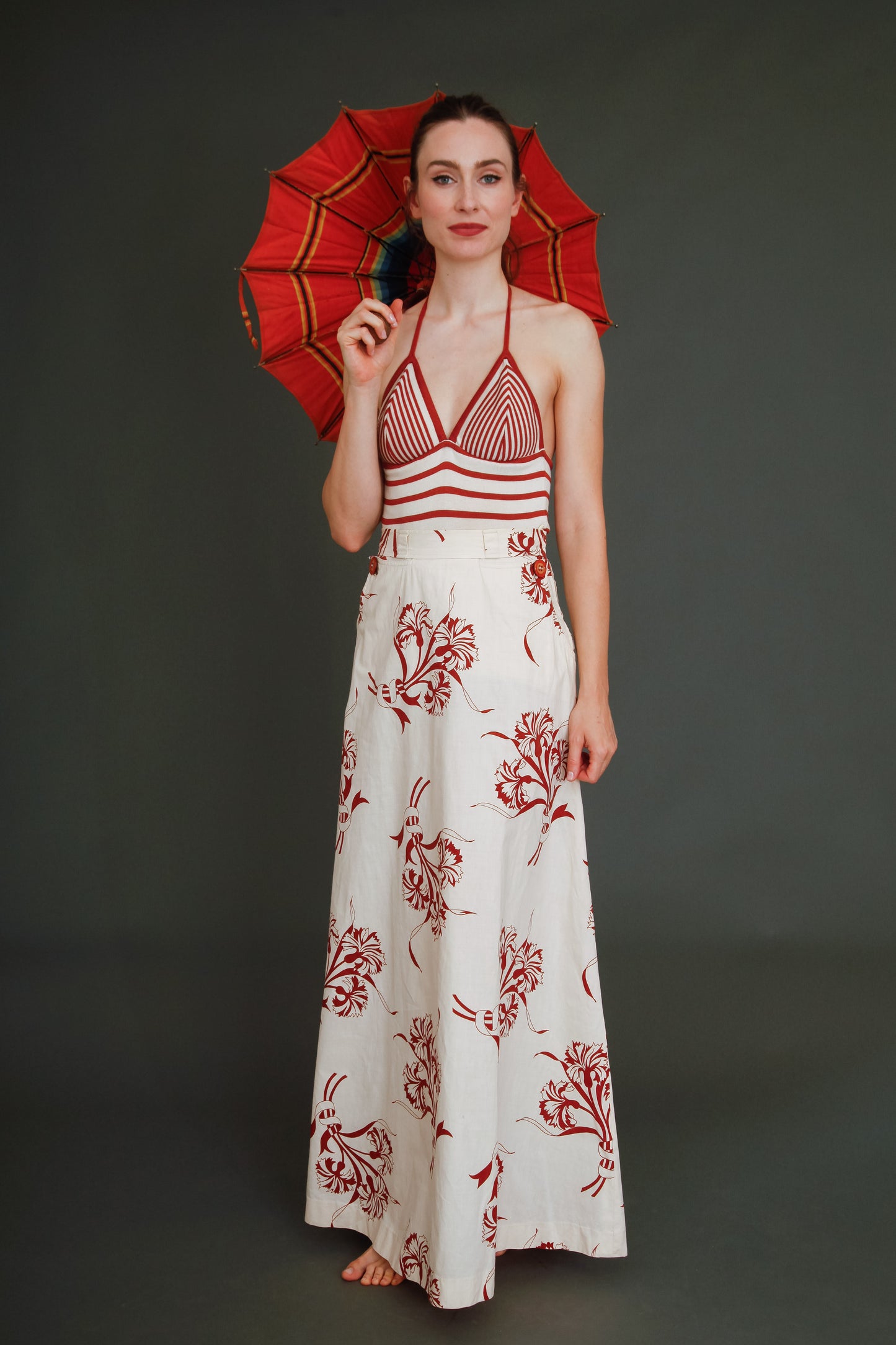 70s Does 30s Skirt and Halter Top Ensemble