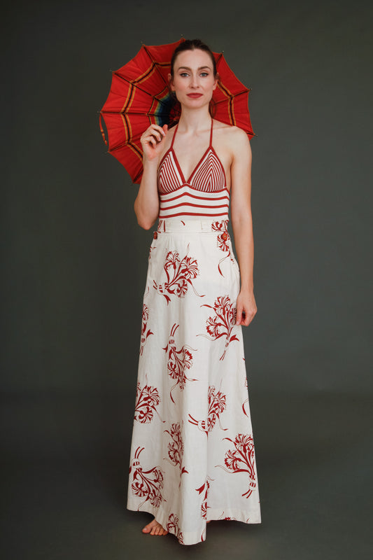 70s Does 30s Skirt and Halter Top Ensemble