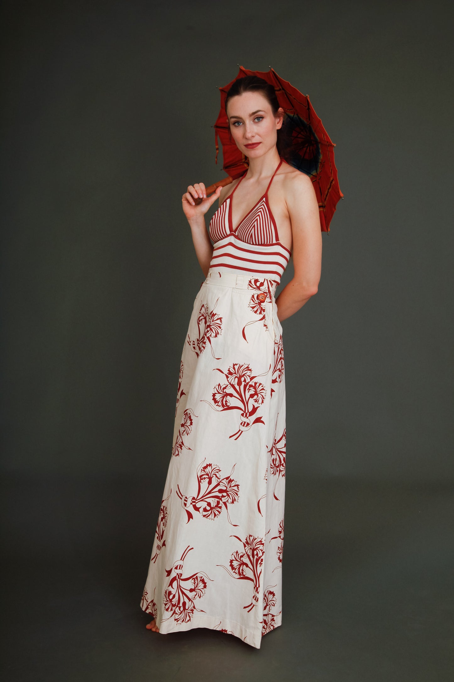 70s Does 30s Skirt and Halter Top Ensemble