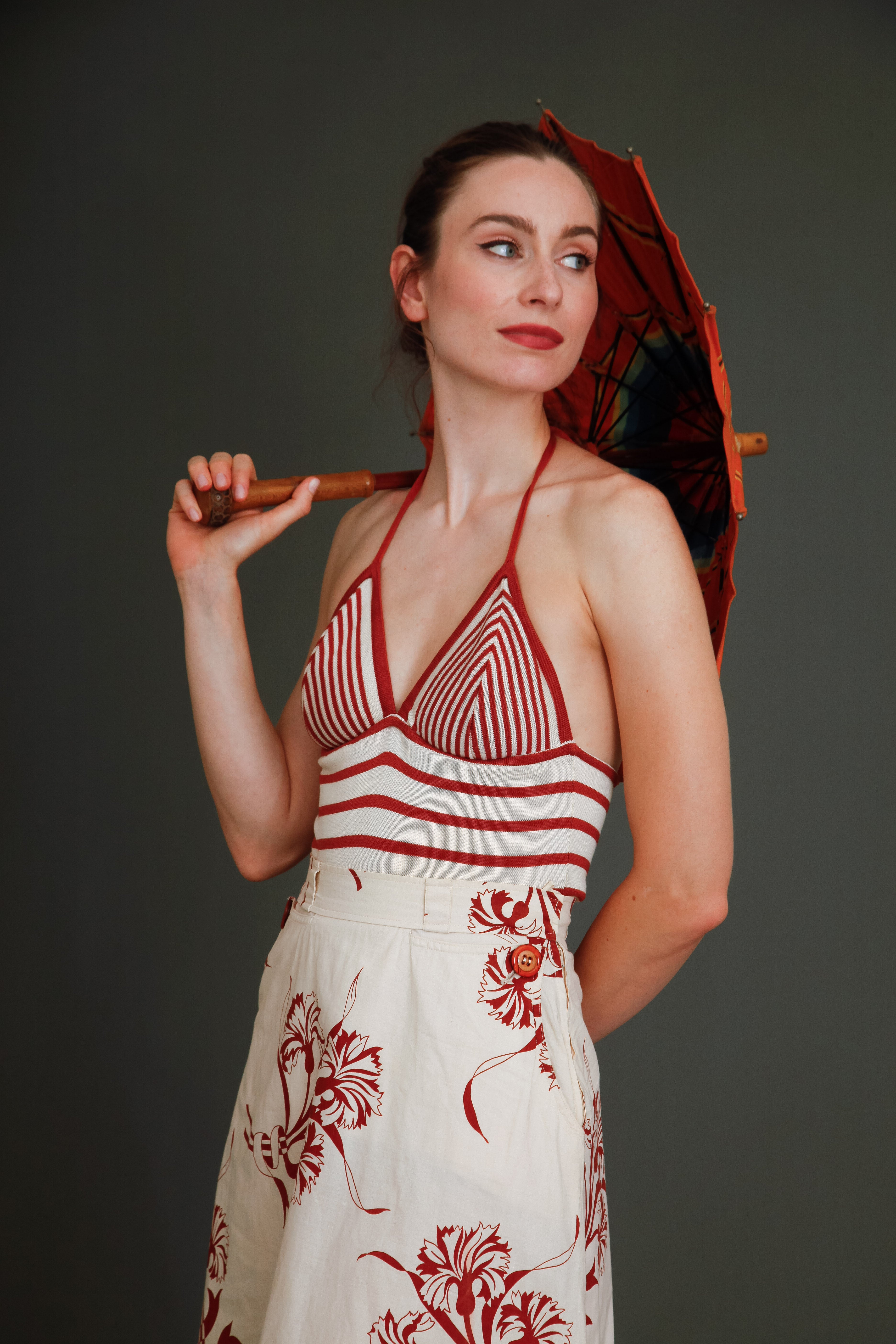 70s Does 30s Skirt and Halter Top Ensemble