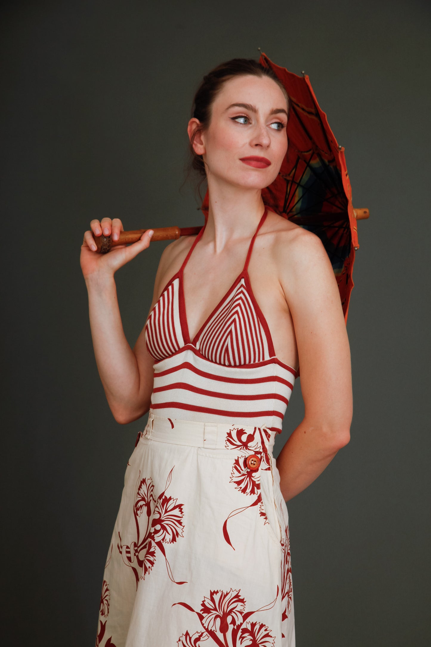 70s Does 30s Skirt and Halter Top Ensemble