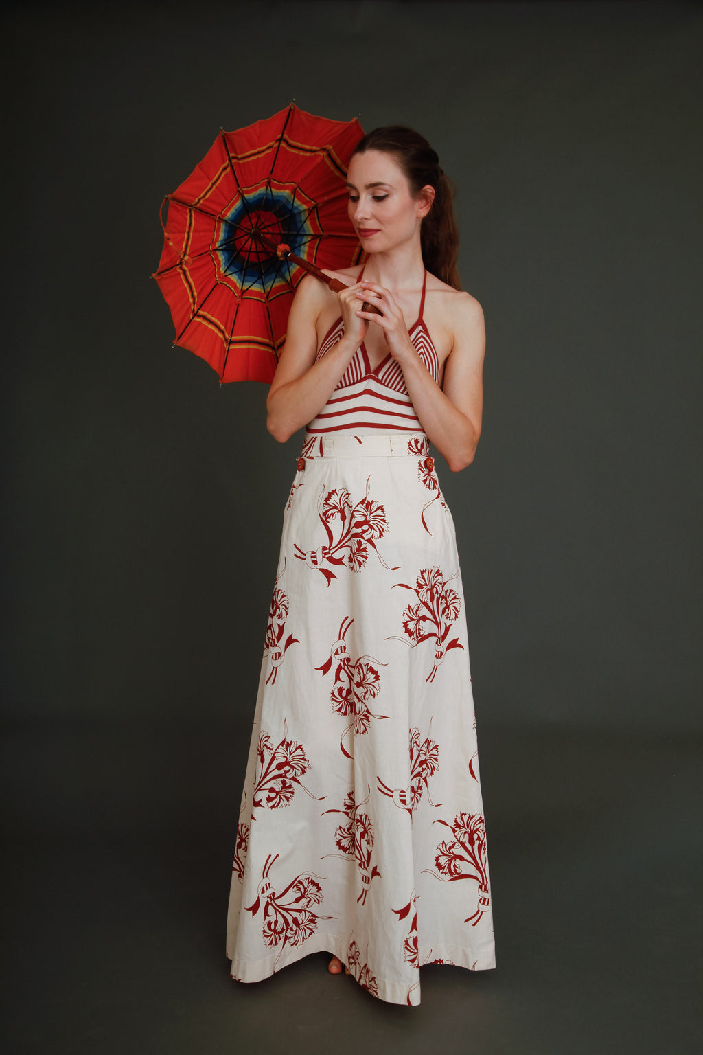 70s Does 30s Skirt and Halter Top Ensemble