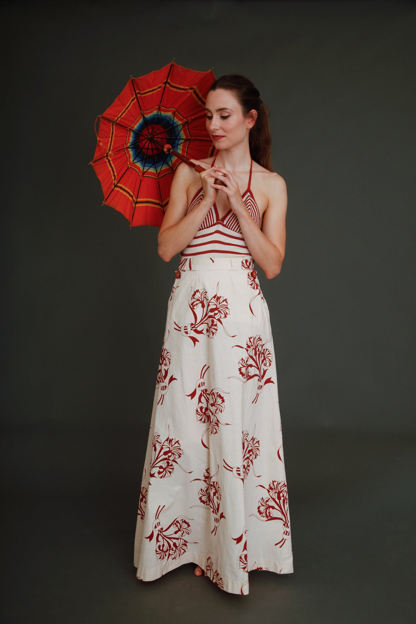 70s Does 30s Skirt and Halter Top Ensemble