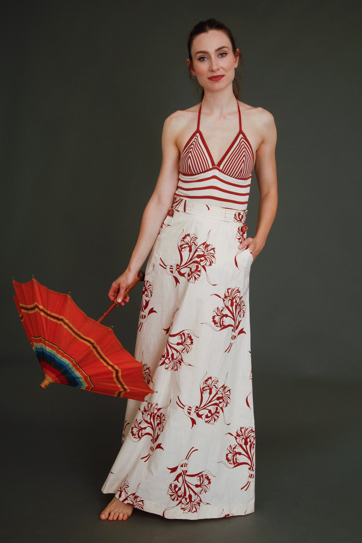 70s Does 30s Skirt and Halter Top Ensemble