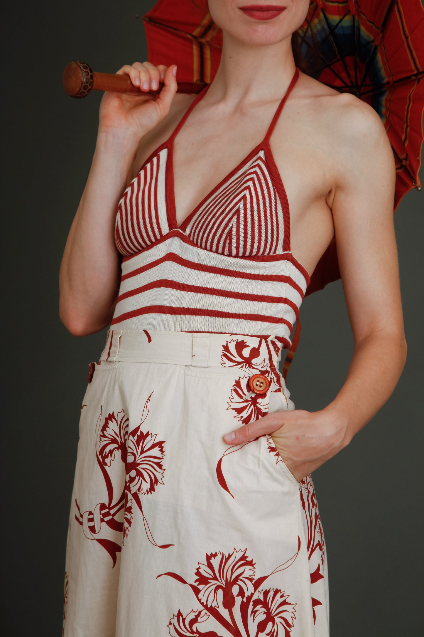 70s Does 30s Skirt and Halter Top Ensemble